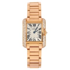 Cartier Montre Tank Anglaise à quartz en or rose avec lunette en diamant 23