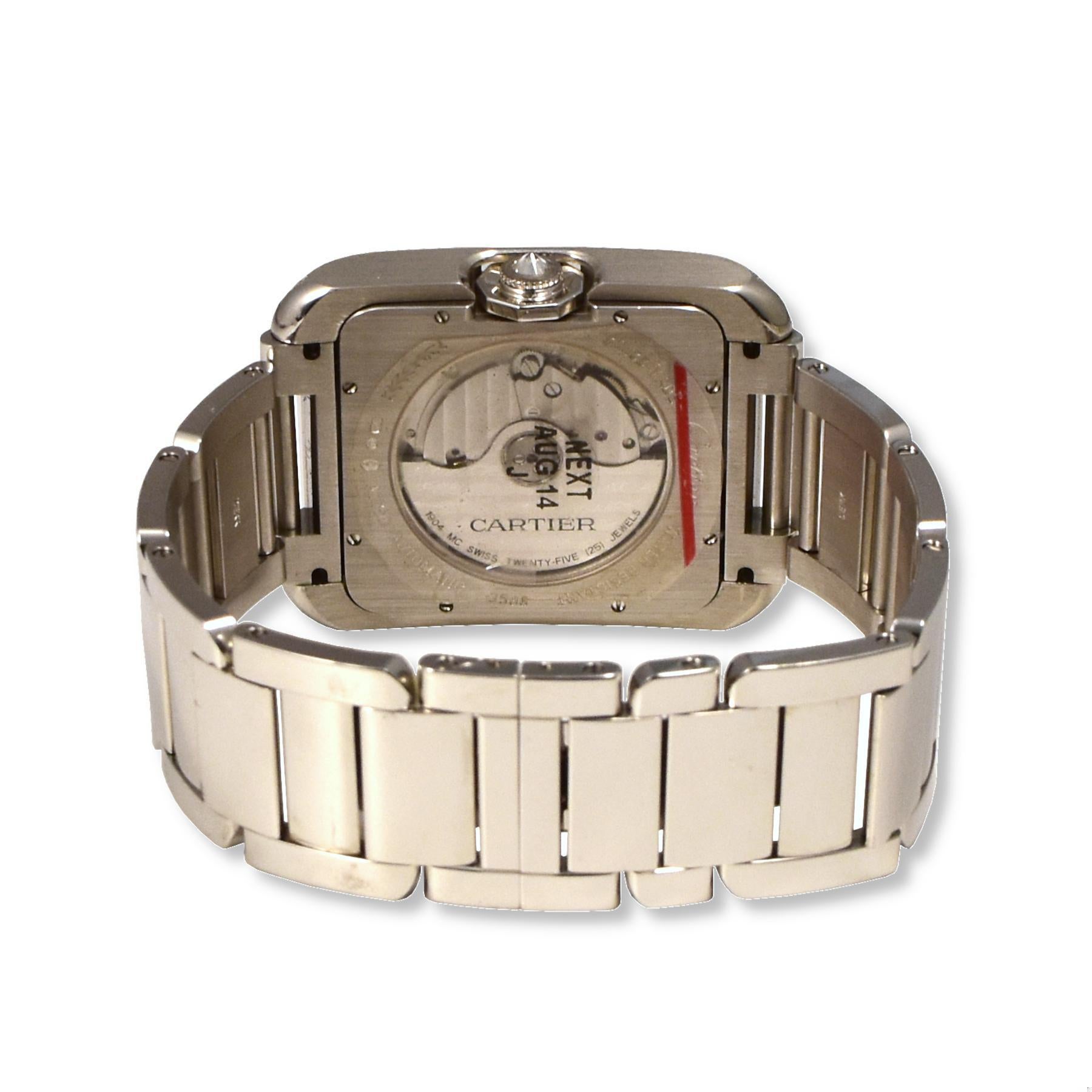 Cartier Tank Anglaise Ref. 3506 18k White Gold Diamond Bezel Watch In Good Condition For Sale In Miami, FL