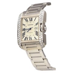 Cartier, montre Tank Anglaise Réf. 3510 avec diamants en or blanc 18 carats