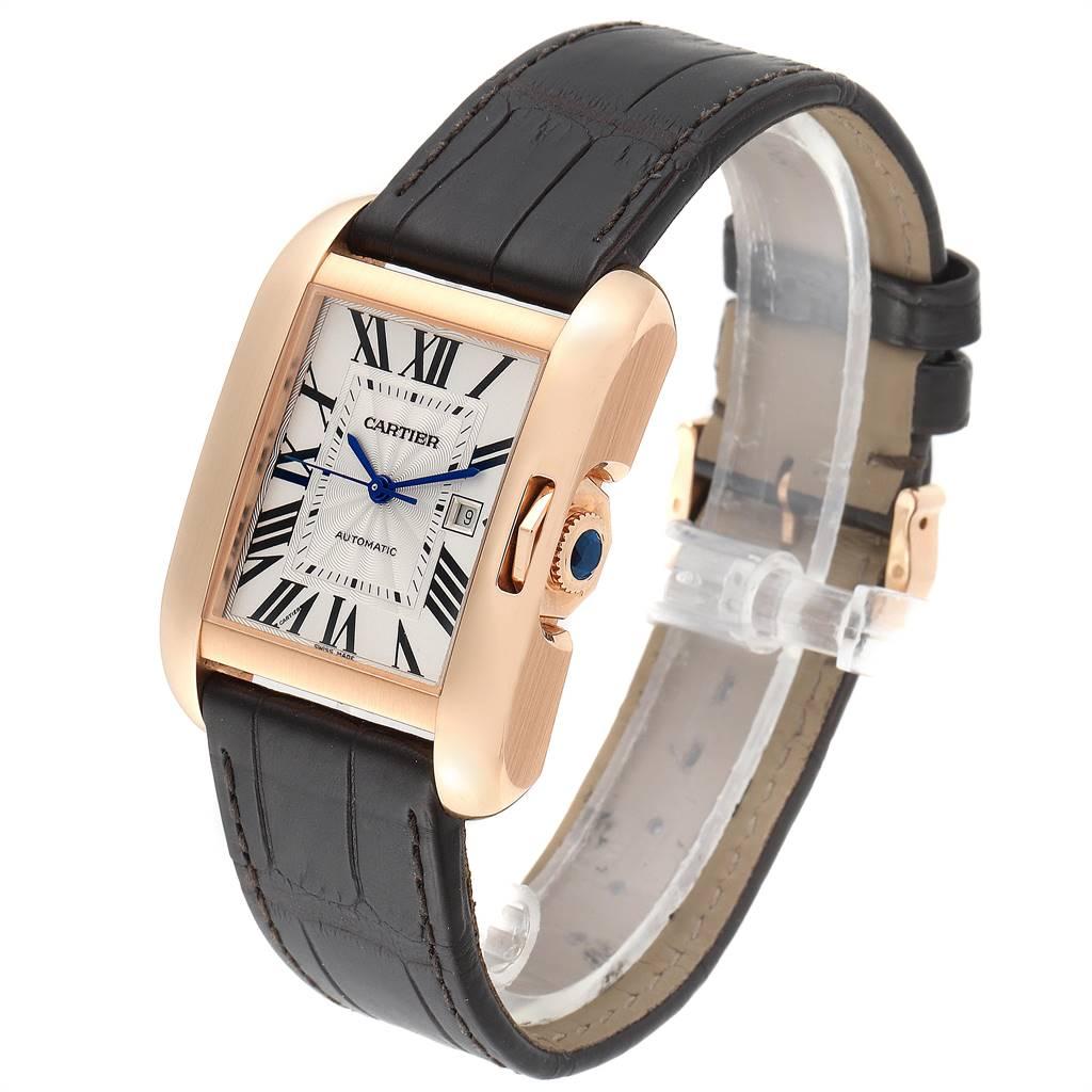 Women's Cartier Tank Anglaise Rose Gold Brown Strap Ladies Watch W5310005 For Sale