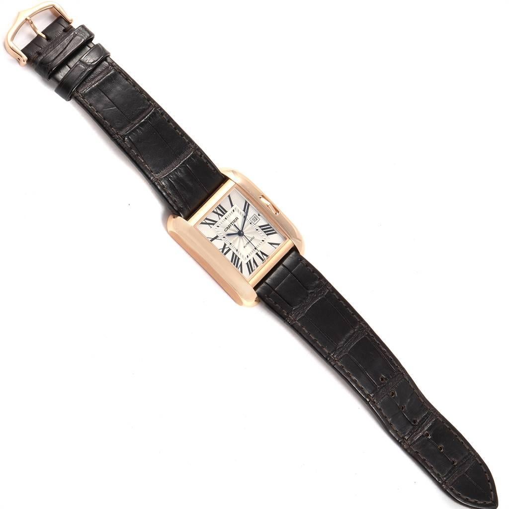 Cartier Tank Anglaise Rose Gold Brown Strap Ladies Watch W5310005 For Sale 5