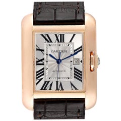 Cartier Tank Anglaise Rose Gold Brown Strap Ladies Watch W5310005