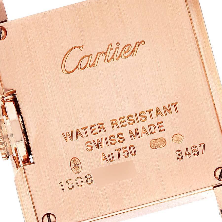 Cartier Tank Anglaise Rose Gold Diamond Green Strap Ladies Watch WT100013 In Excellent Condition In Atlanta, GA