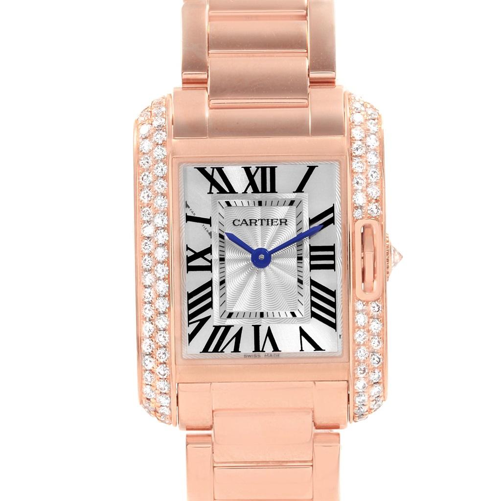 Cartier Tank Anglaise Rose Gold Diamond Ladies Watch WT100002 Box Papers