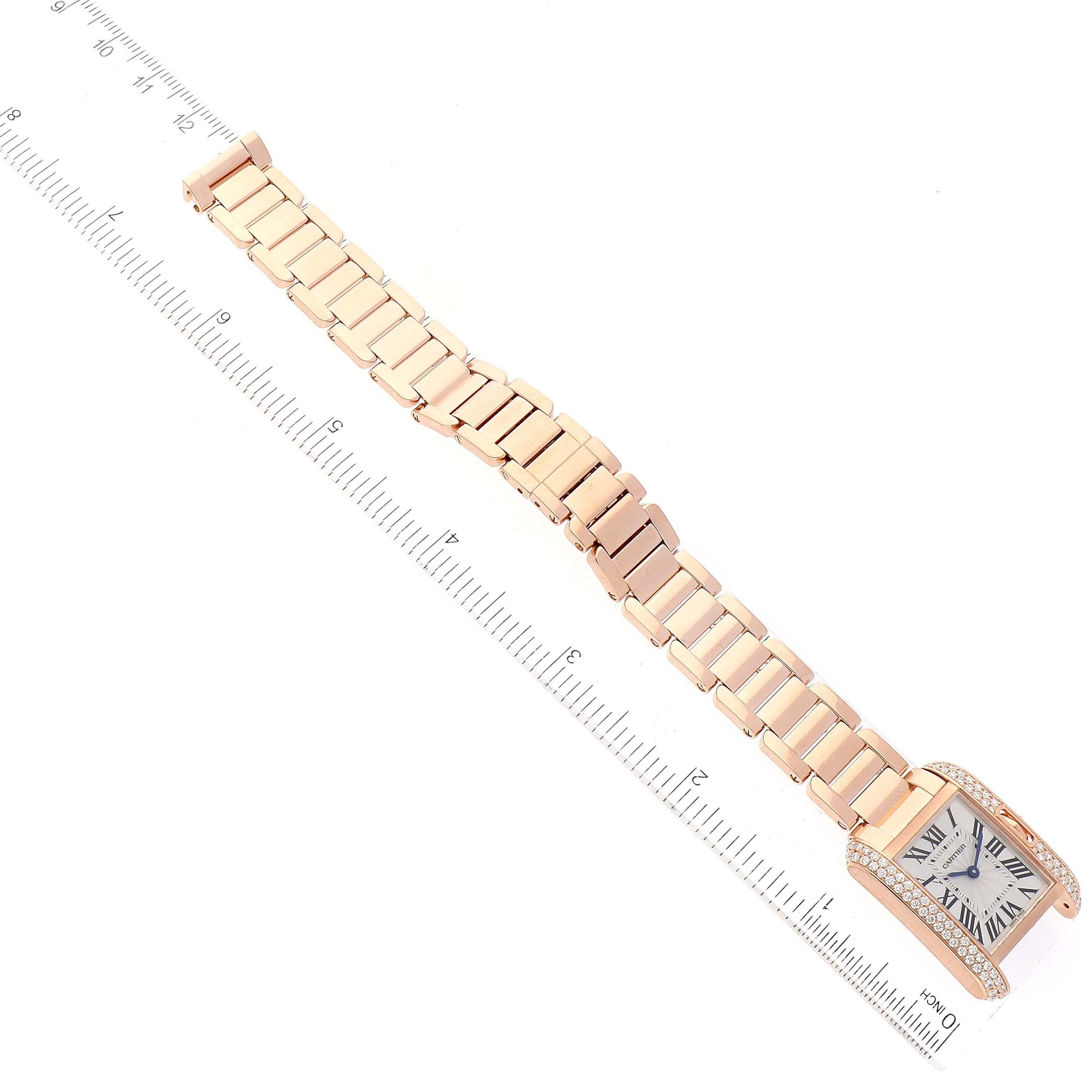 Cartier Tank Anglaise Rose Gold Silver Dial Diamond Ladies Watch WT100002 In Excellent Condition For Sale In Atlanta, GA