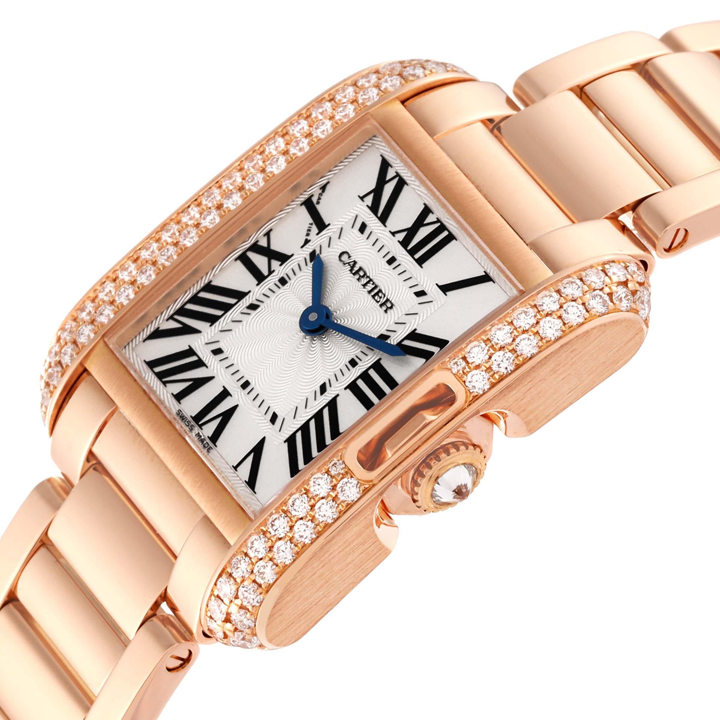Cartier Tank Anglaise Rose Gold Silver Dial Diamond Ladies Watch WT100002 For Sale 1