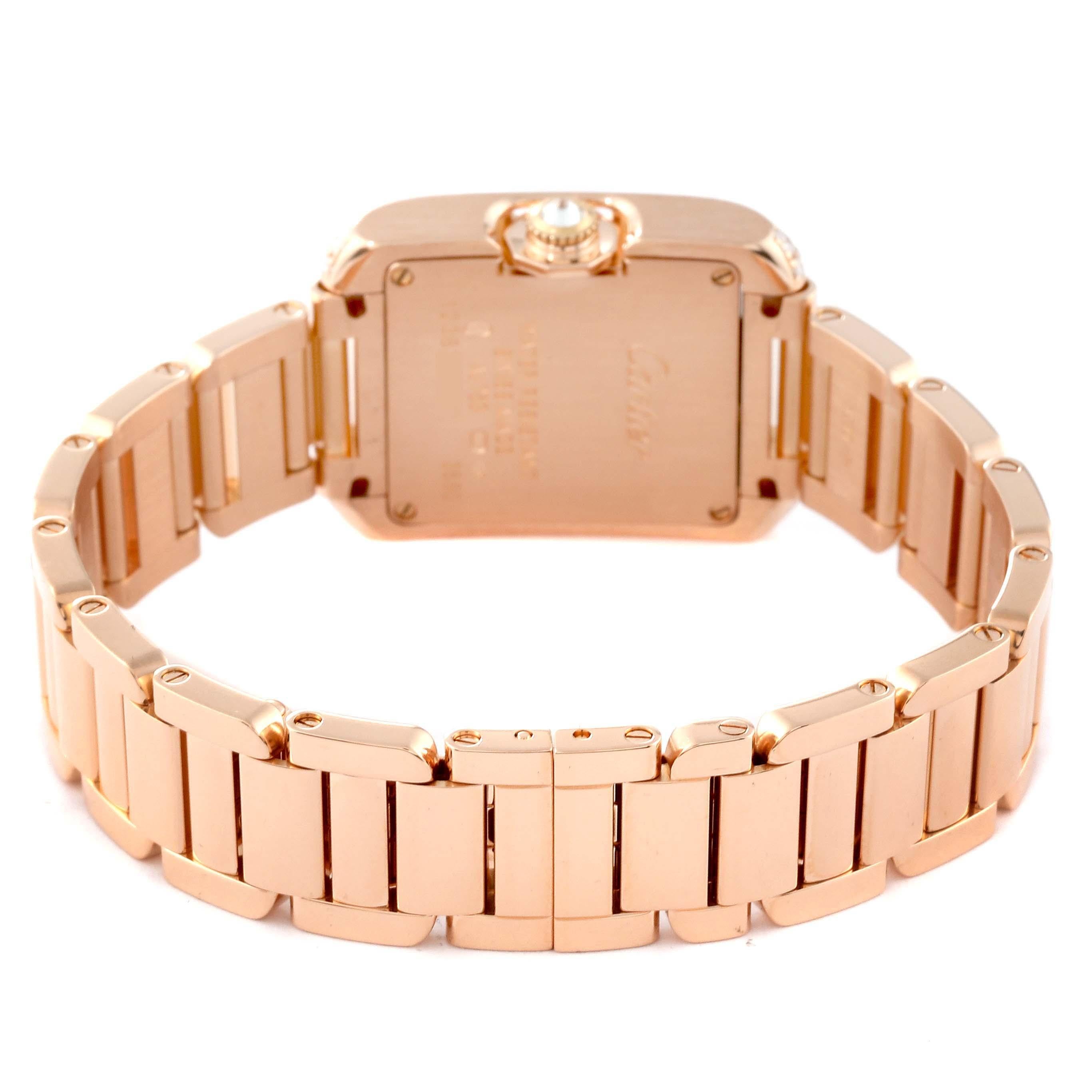 Cartier Montre Tank Anglaise en or rose avec cadran en argent et diamants, pour femmes WT100002 en vente 2