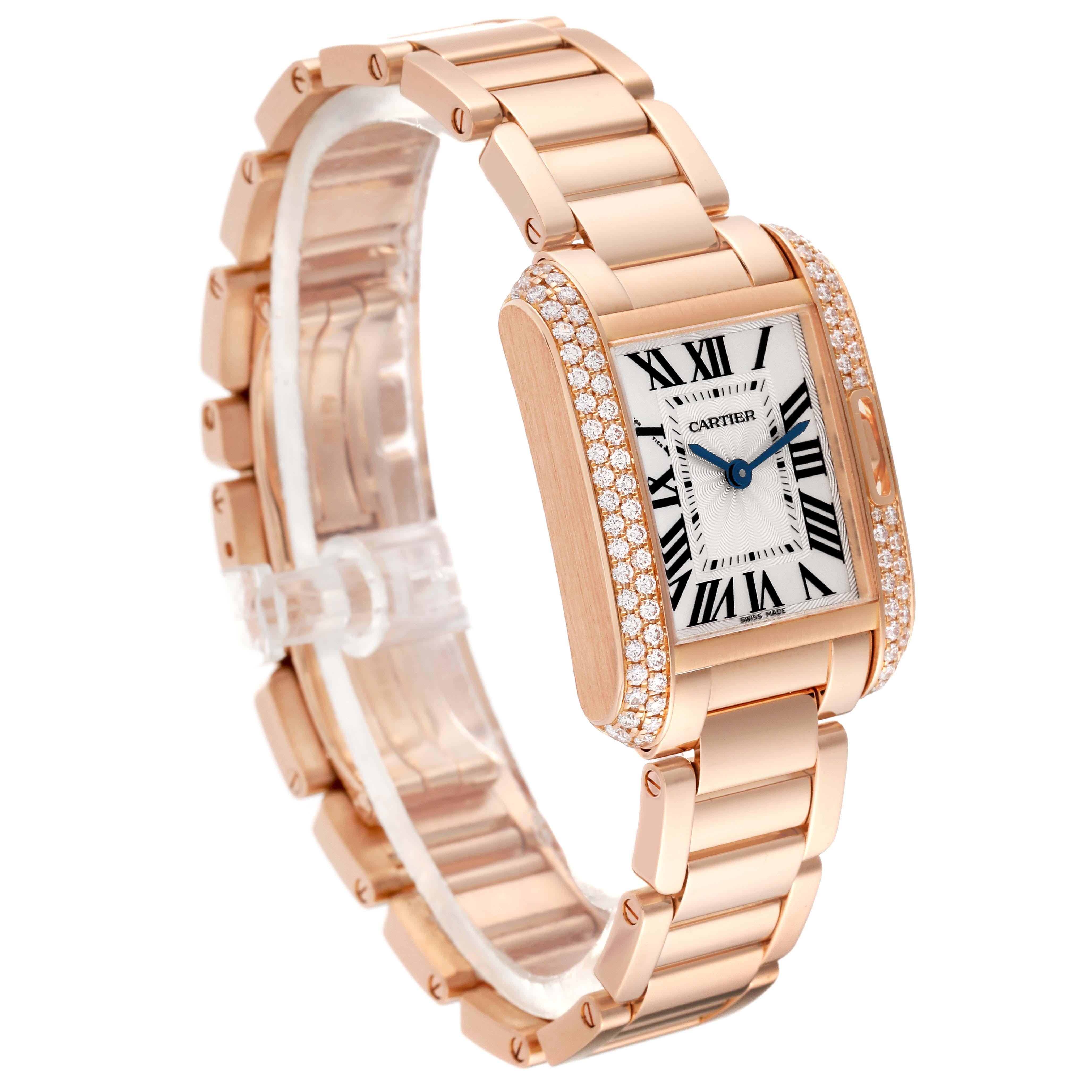 Cartier Tank Anglaise Rose Gold Silver Dial Diamond Ladies Watch WT100002 For Sale 3