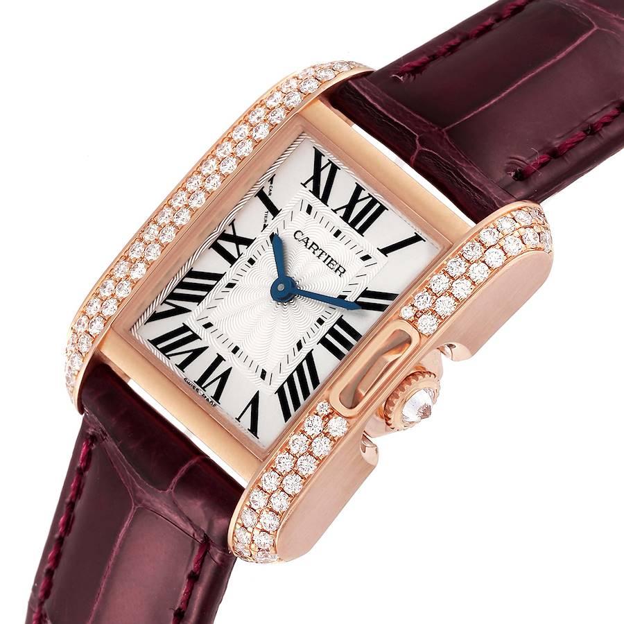 Cartier Montre Tank Anglaise en or rose avec cadran en argent et diamants, pour femmes WT100013 Pour femmes en vente