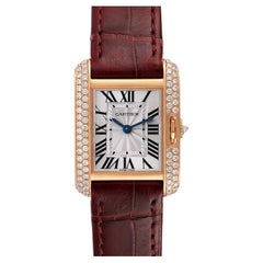 Cartier Tank Anglaise Rose Gold Silver Dial Diamond Ladies Watch WT100013