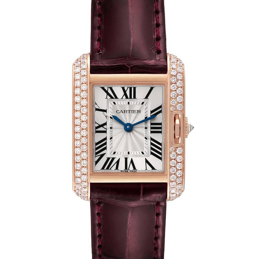 Cartier Tank Anglaise Rose Gold Silver Dial Diamond Ladies Watch WT100013