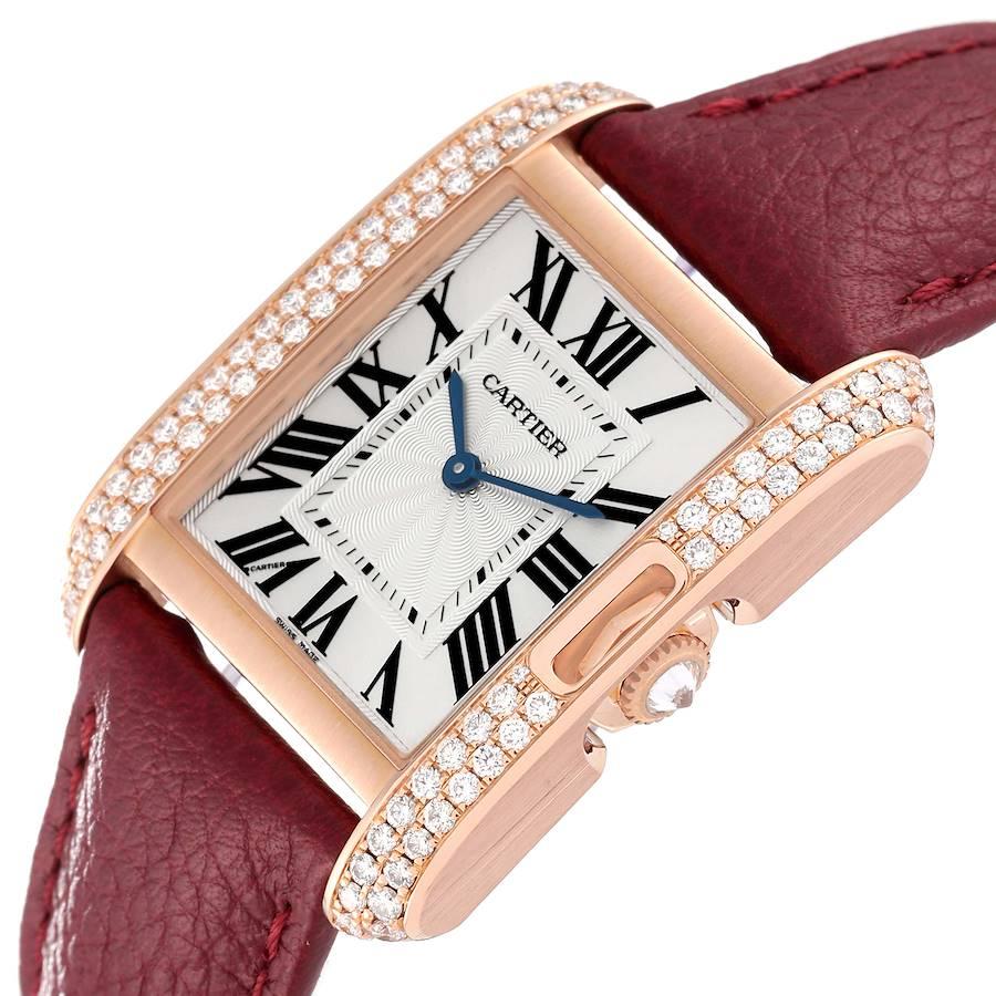 Women's Cartier Tank Anglaise Rose Gold Silver Dial Diamond Ladies Watch WT100029 Card For Sale