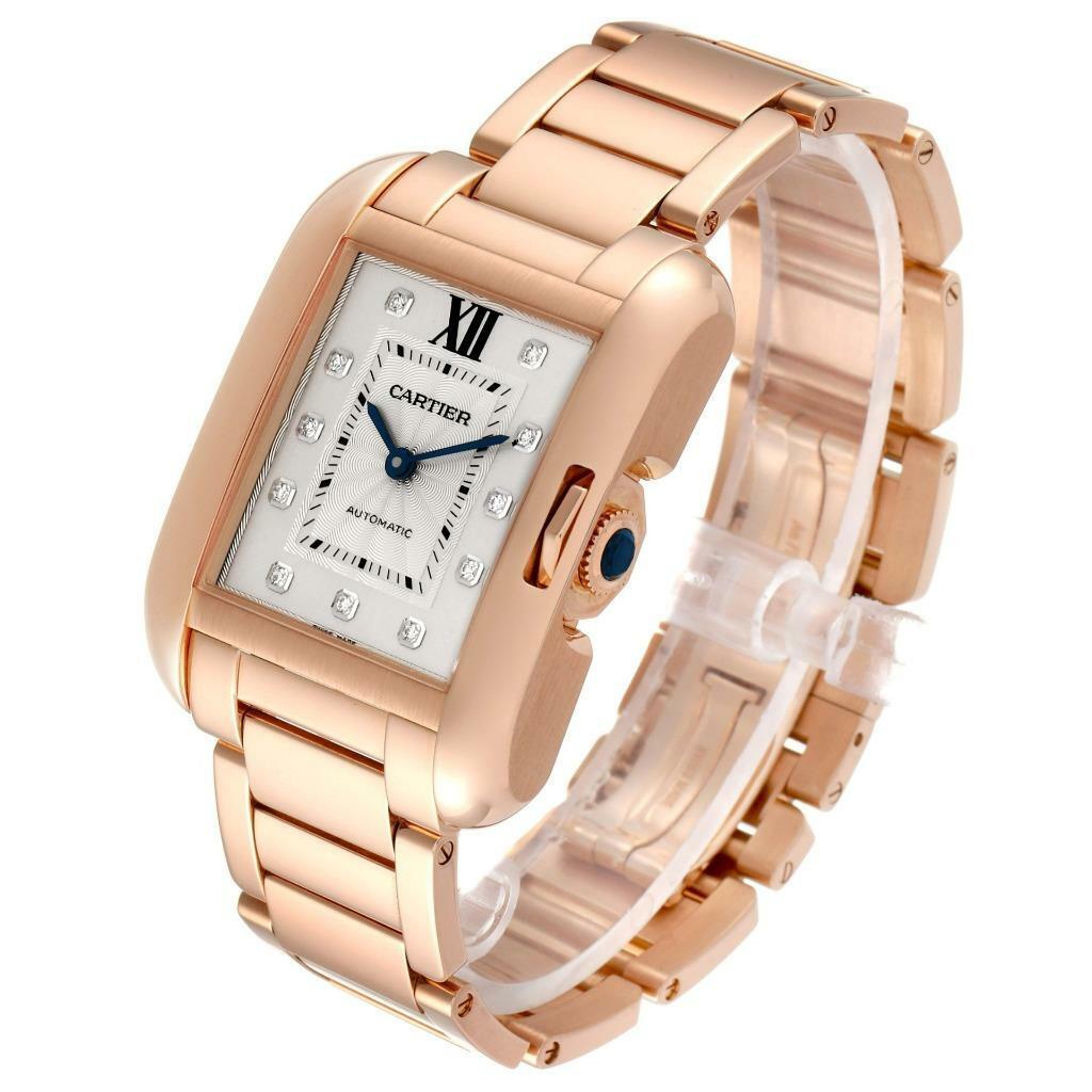 Brand: Cartier​​​​​​​

Model Name: Tank Anglaise

Model Number: 3508

Movement: Automatic

Case Size: 30 mm 

Dial Color:  White 

Metal: Rose Gold​​​​​​​

Stone: Diamonds

Hour Markers: Roman Numerals 

Year: 2017

Includes: Brilliance Jewels 2