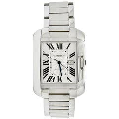 Cartier Tank Anglaise Sapphire Crystal Silver Stainless Steel Men's Unisex Watch