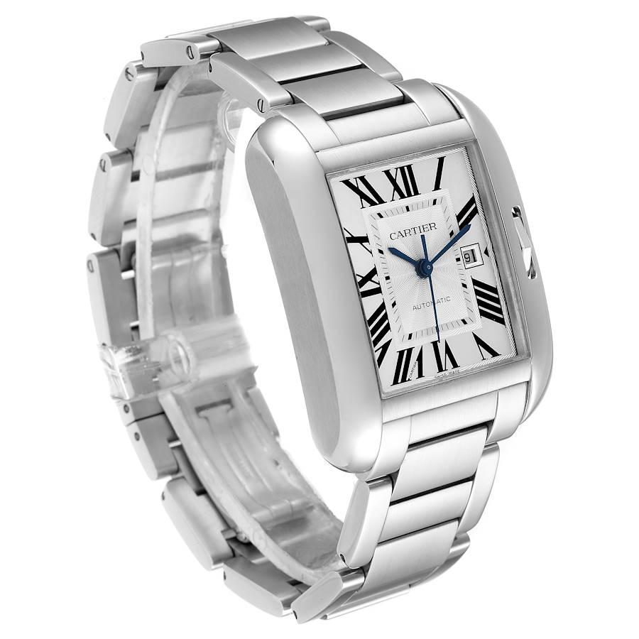 Cartier Tank Anglaise Silver Dial Steel Large Mens Watch W5310009 In Excellent Condition For Sale In Atlanta, GA