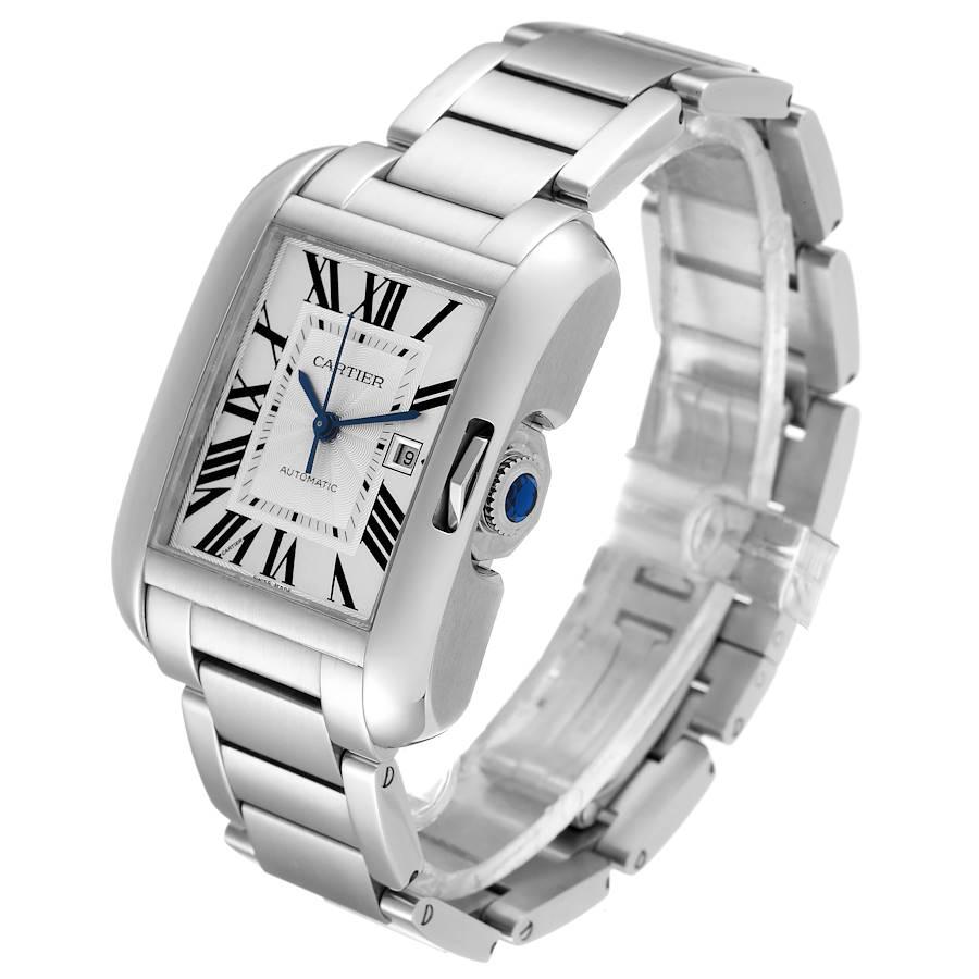 Men's Cartier Tank Anglaise Silver Dial Steel Large Mens Watch W5310009 For Sale