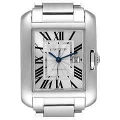 Cartier Tank Anglaise Silver Dial Steel Large Mens Watch W5310009