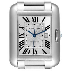 Cartier Tank Anglaise Silver Dial Steel Large Mens Watch W5310009