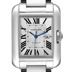 Cartier Montre Tank Anglaise grande taille en acier avec cadran argenté pour hommes W5310009