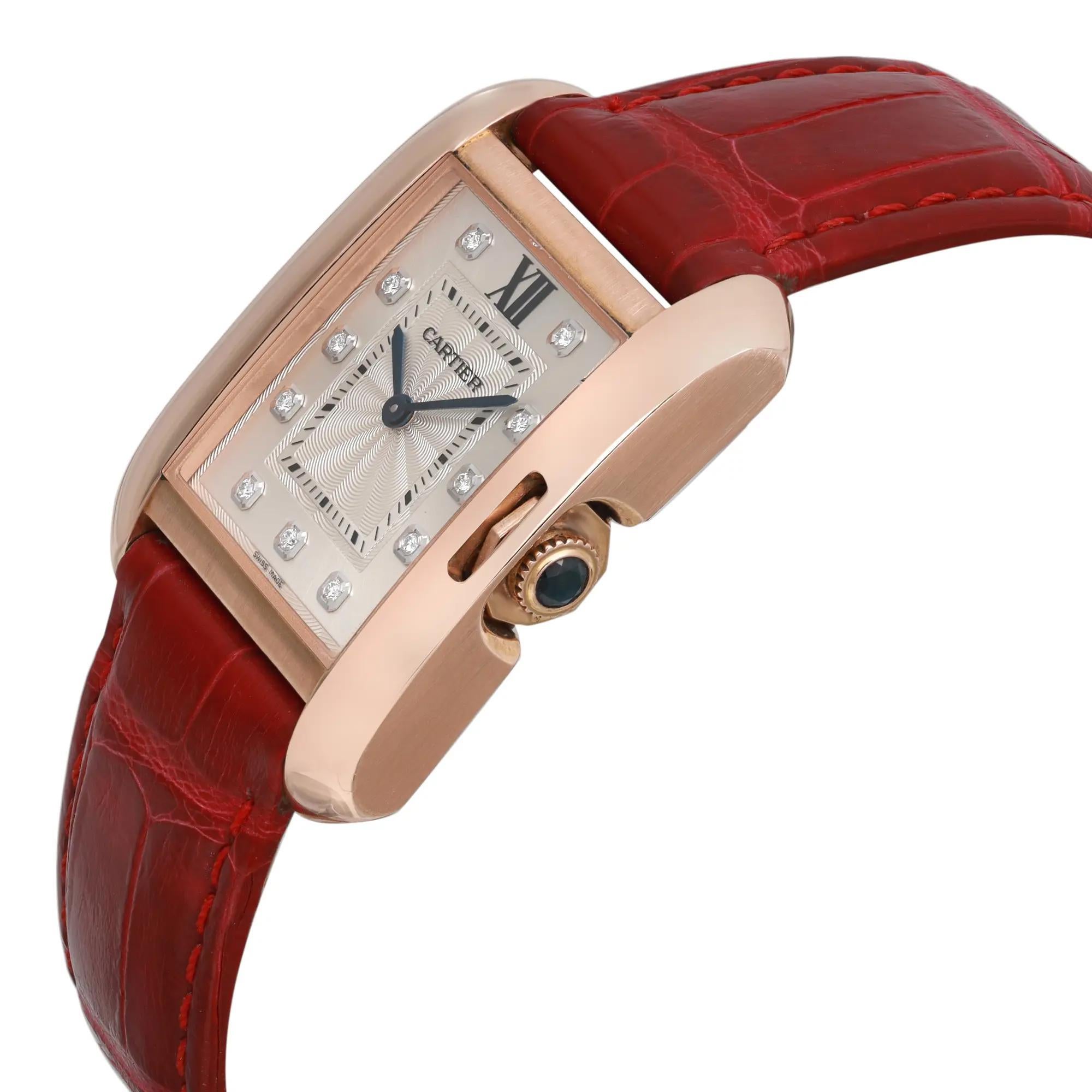 Cartier Tank Anglaise Silber Diamant-Zifferblatt Damen Quarzuhr WJTA0009 (Rundschliff) im Angebot