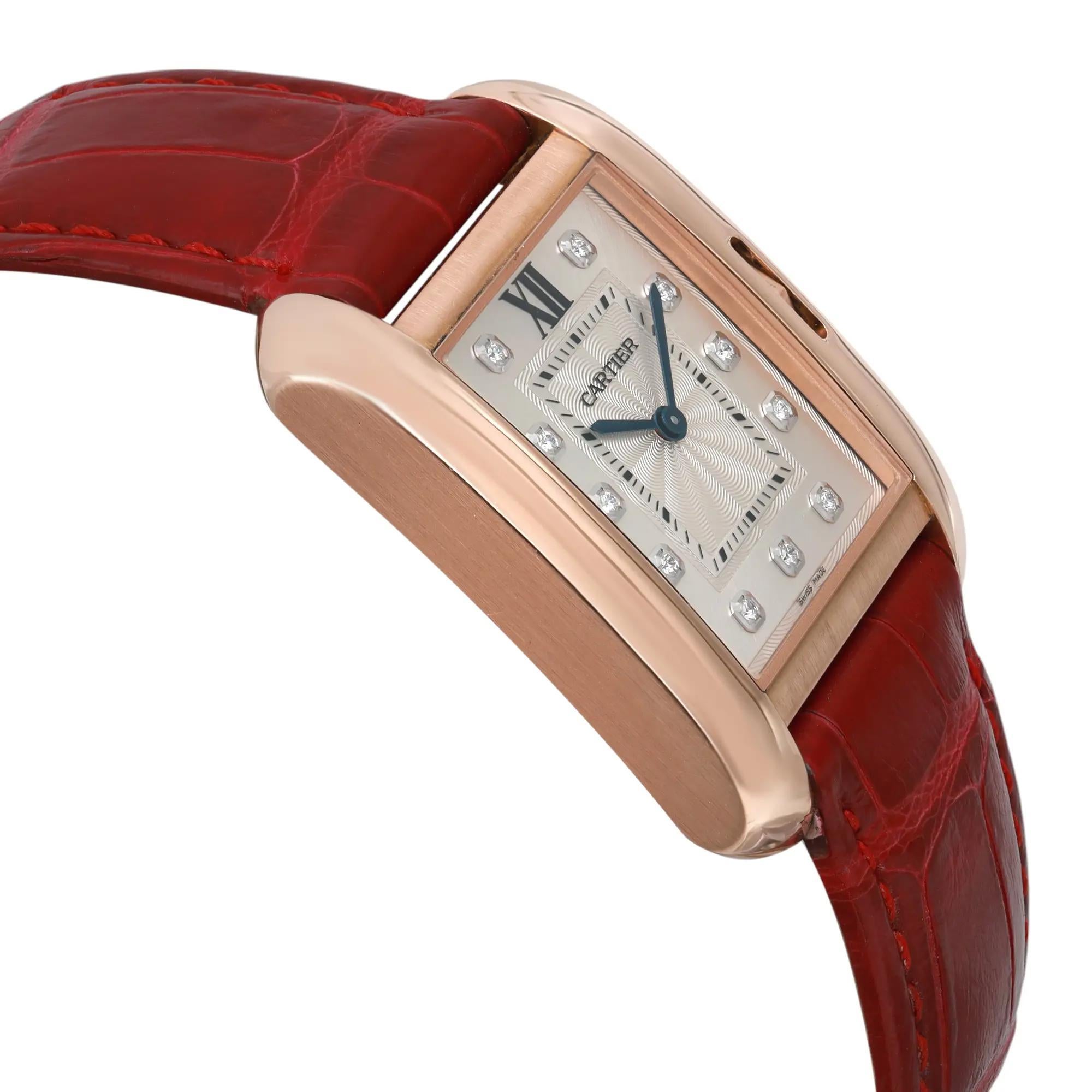 Cartier Tank Anglaise Silber Diamant-Zifferblatt Damen Quarzuhr WJTA0009 im Zustand „Hervorragend“ im Angebot in New York, NY
