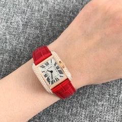Montre Cartier Tank Anglaise Small Pink Diamond en or rose WT100013