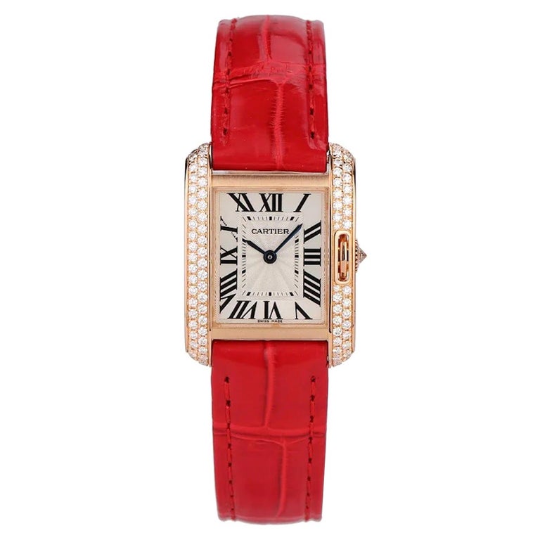Cartier Tank Anglaise Small Pink Gold Diamond Watch WT100013 at 1stDibs