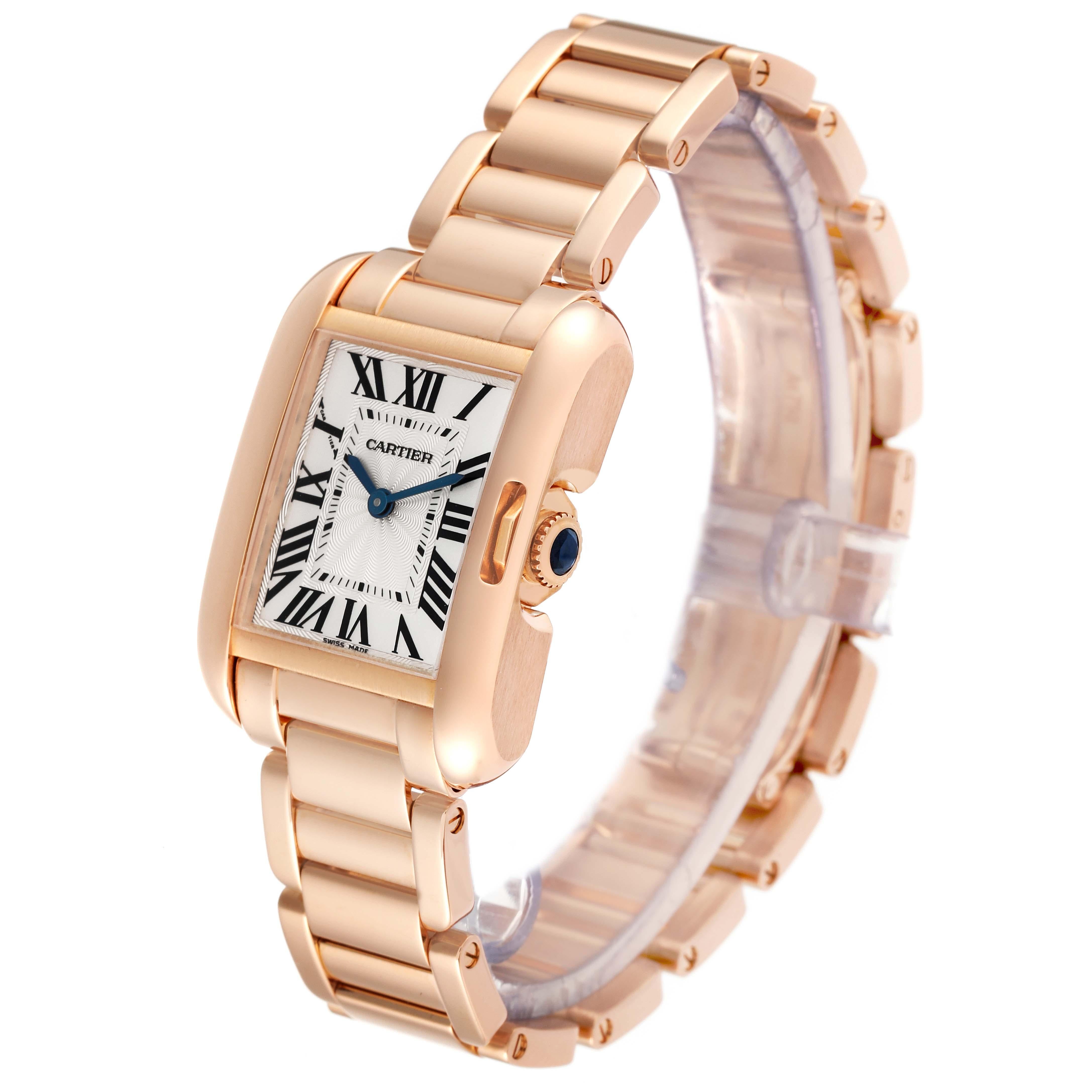 Women's Cartier Tank Anglaise Small Silver Dial Rose Gold Ladies Watch 3580