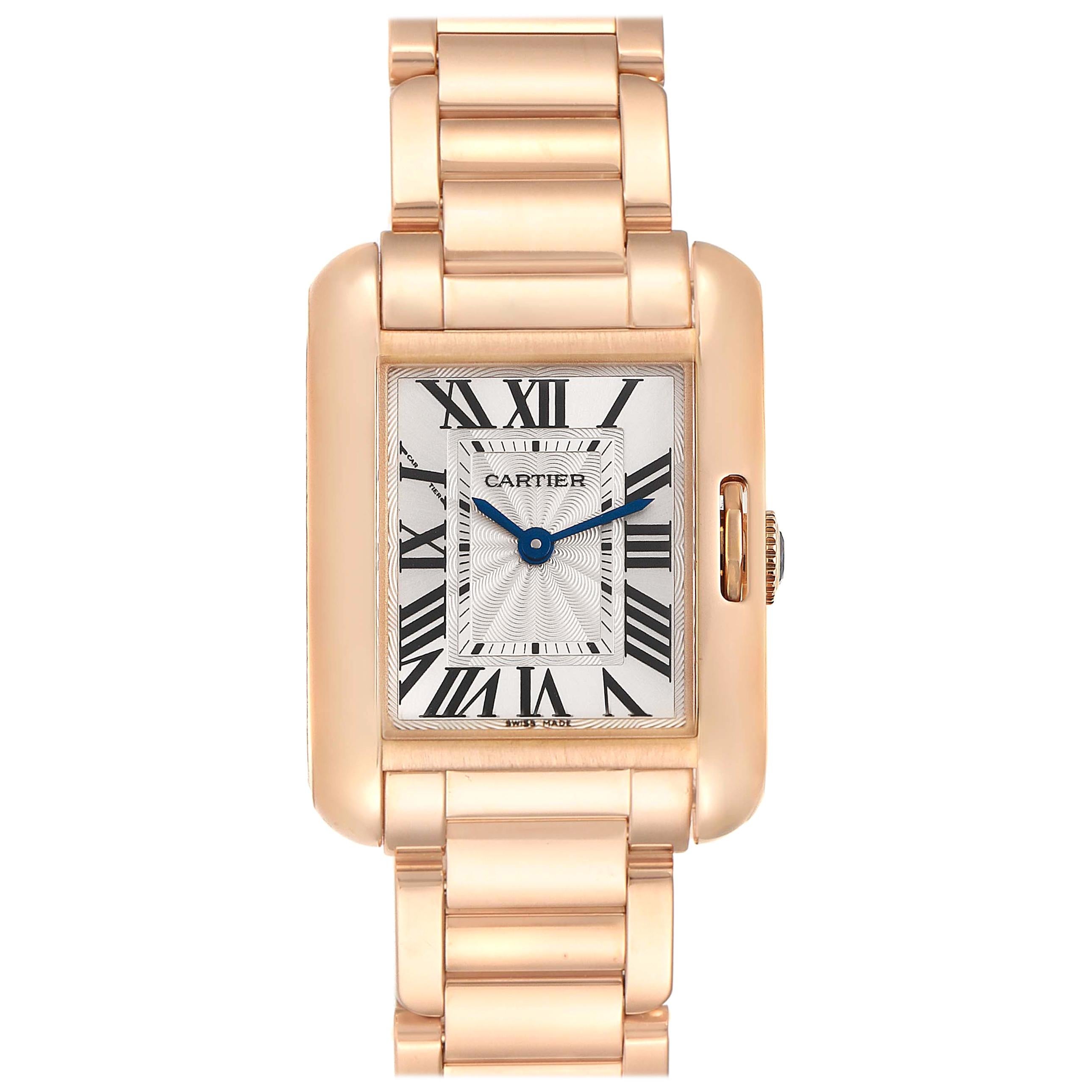 Cartier Tank Anglaise Small Silver Dial Rose Gold Ladies Watch W5310013