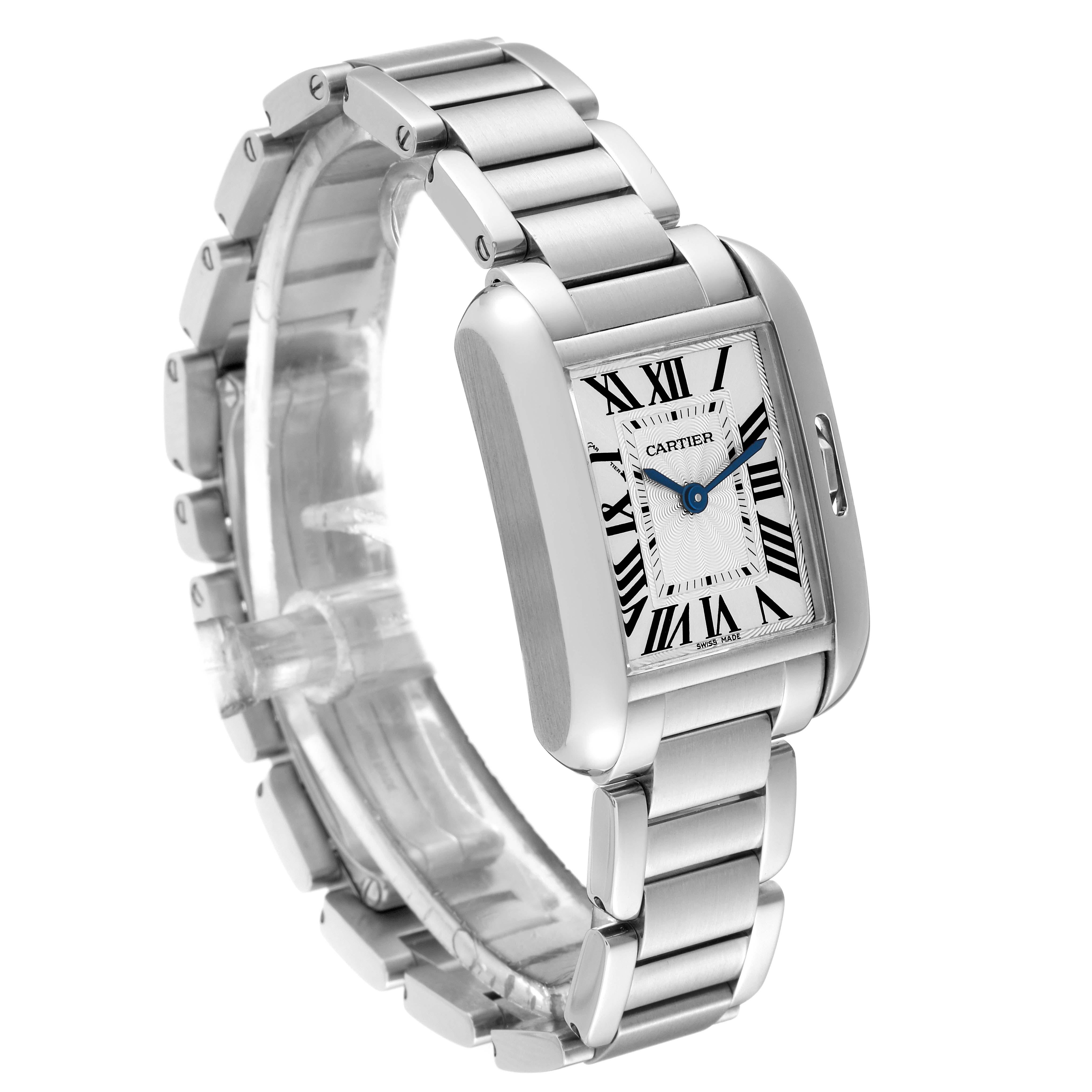 Cartier Tank Anglaise Small Silver Dial Steel Ladies Watch W5310022 In Excellent Condition For Sale In Atlanta, GA