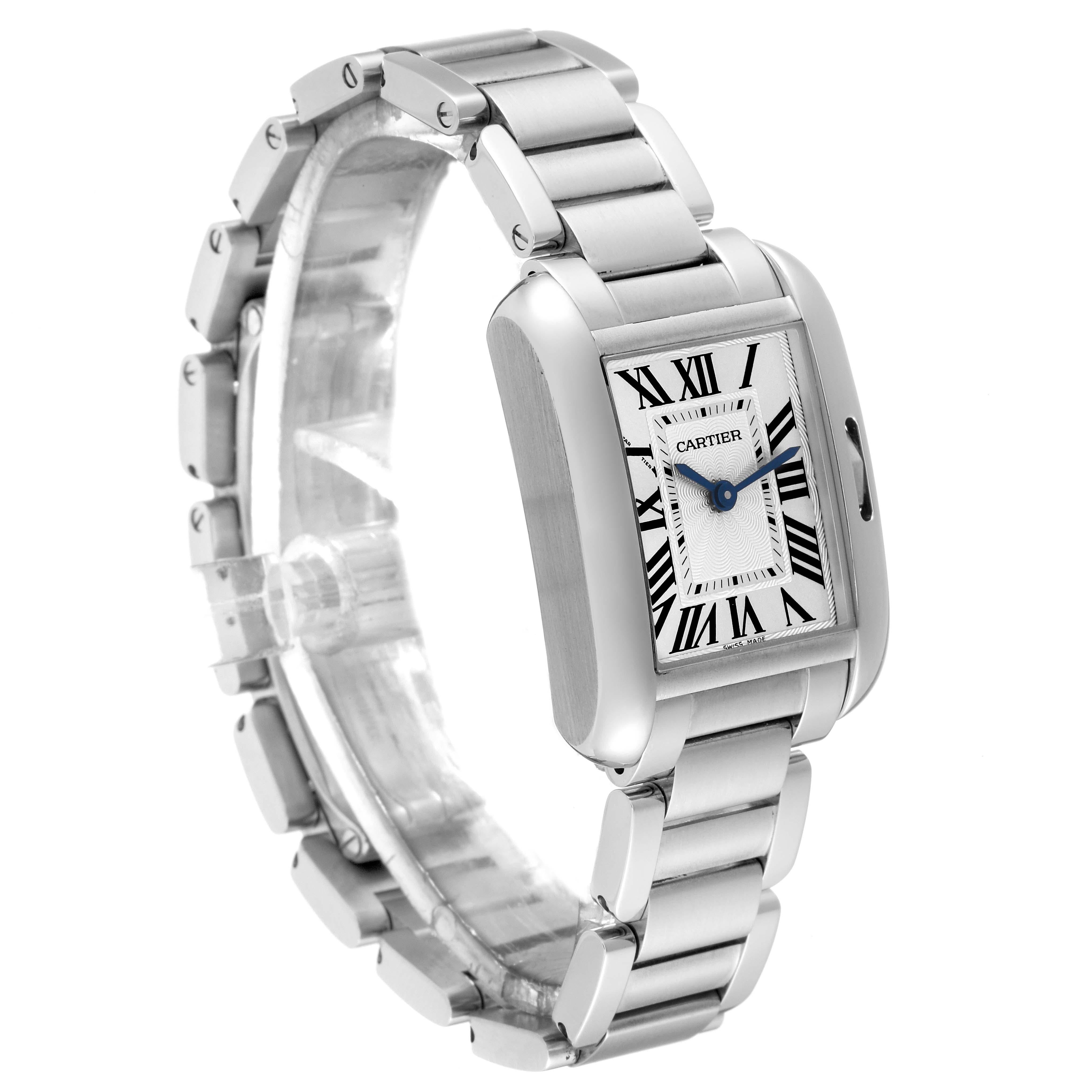 Cartier Tank Anglaise Small Silver Dial Steel Ladies Watch W5310022 In Excellent Condition In Atlanta, GA