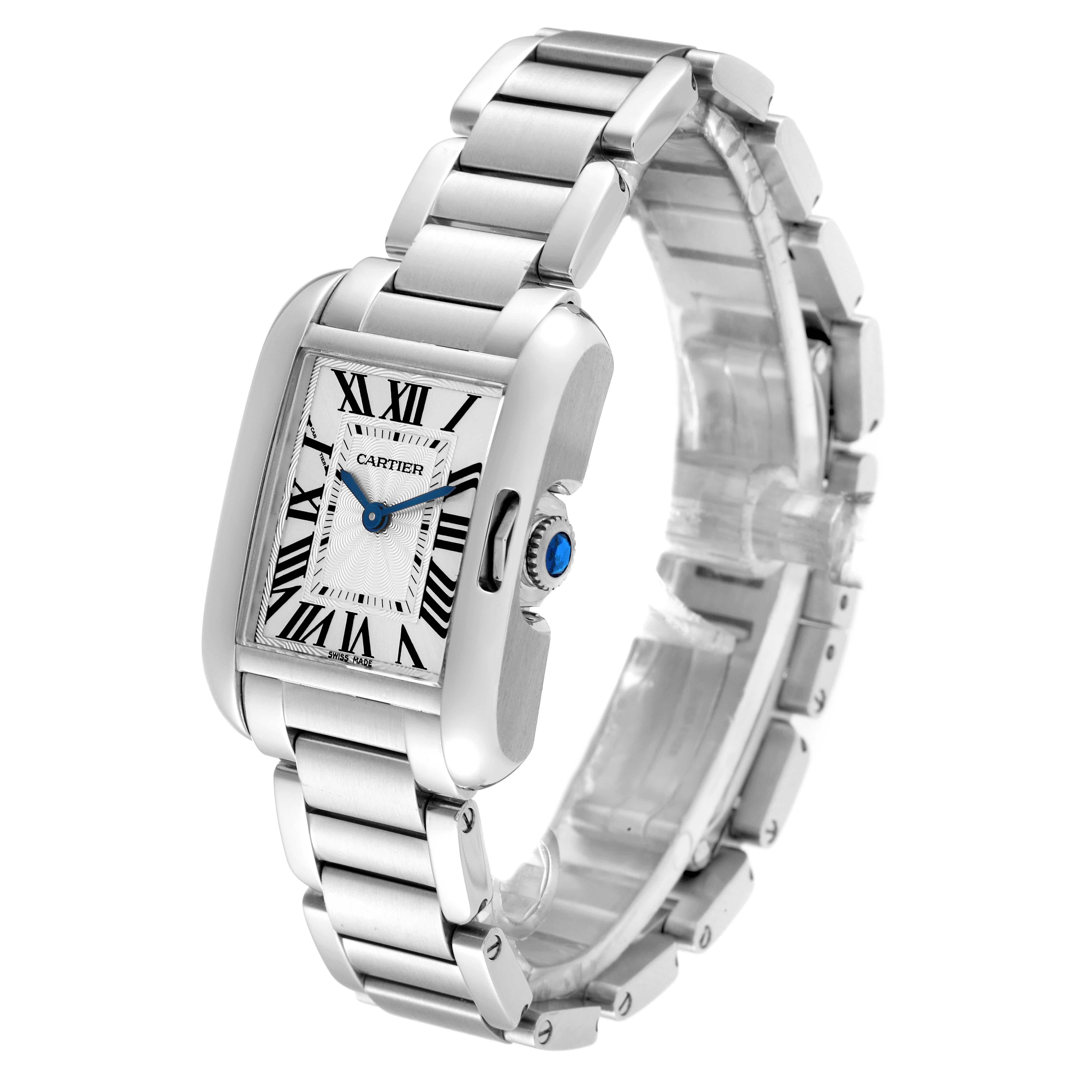 Women's Cartier Tank Anglaise Small Silver Dial Steel Ladies Watch W5310022 For Sale