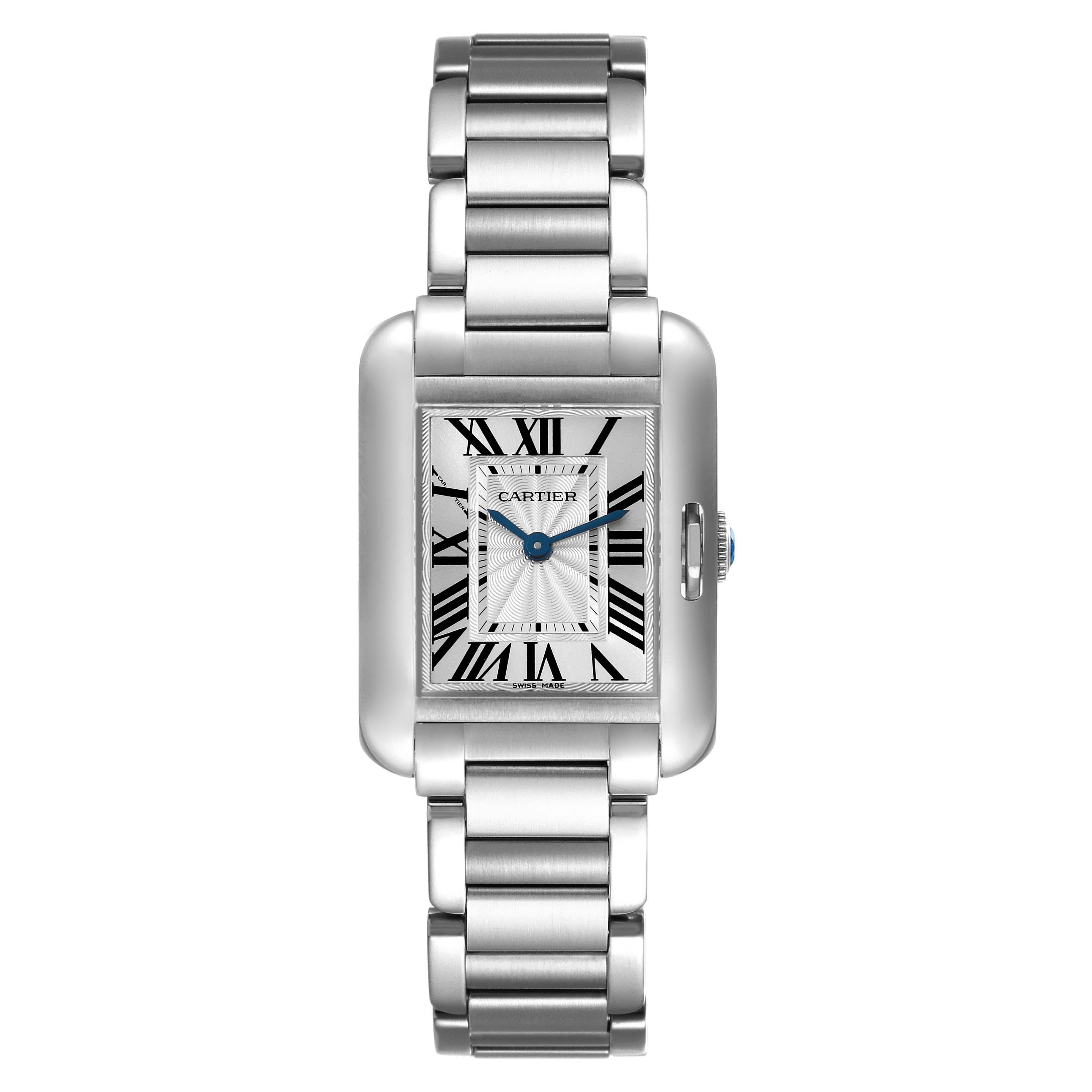 Women's Cartier Tank Anglaise Small Silver Dial Steel Ladies Watch W5310022 For Sale