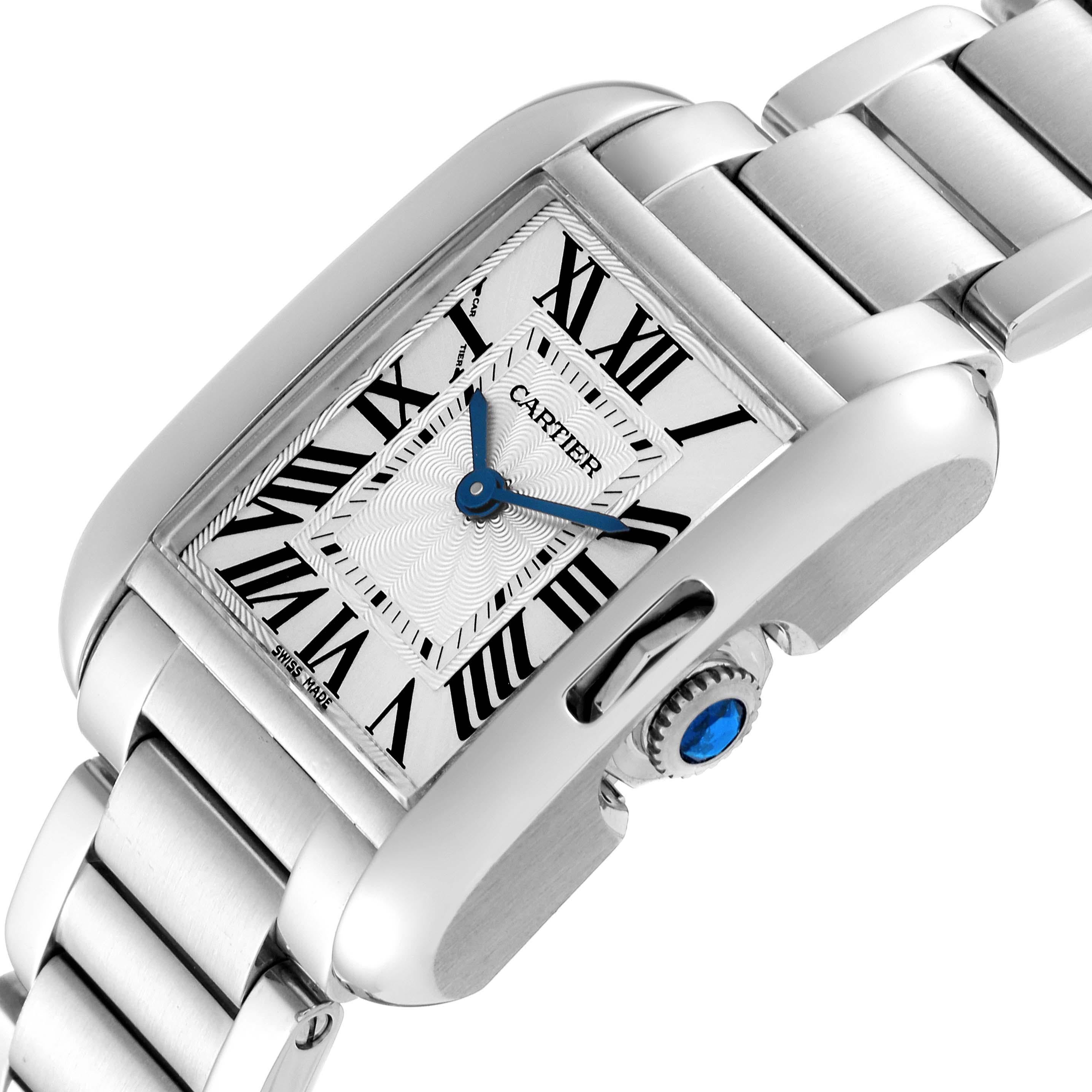 Cartier Tank Anglaise Small Silver Dial Steel Ladies Watch W5310022 For Sale 1