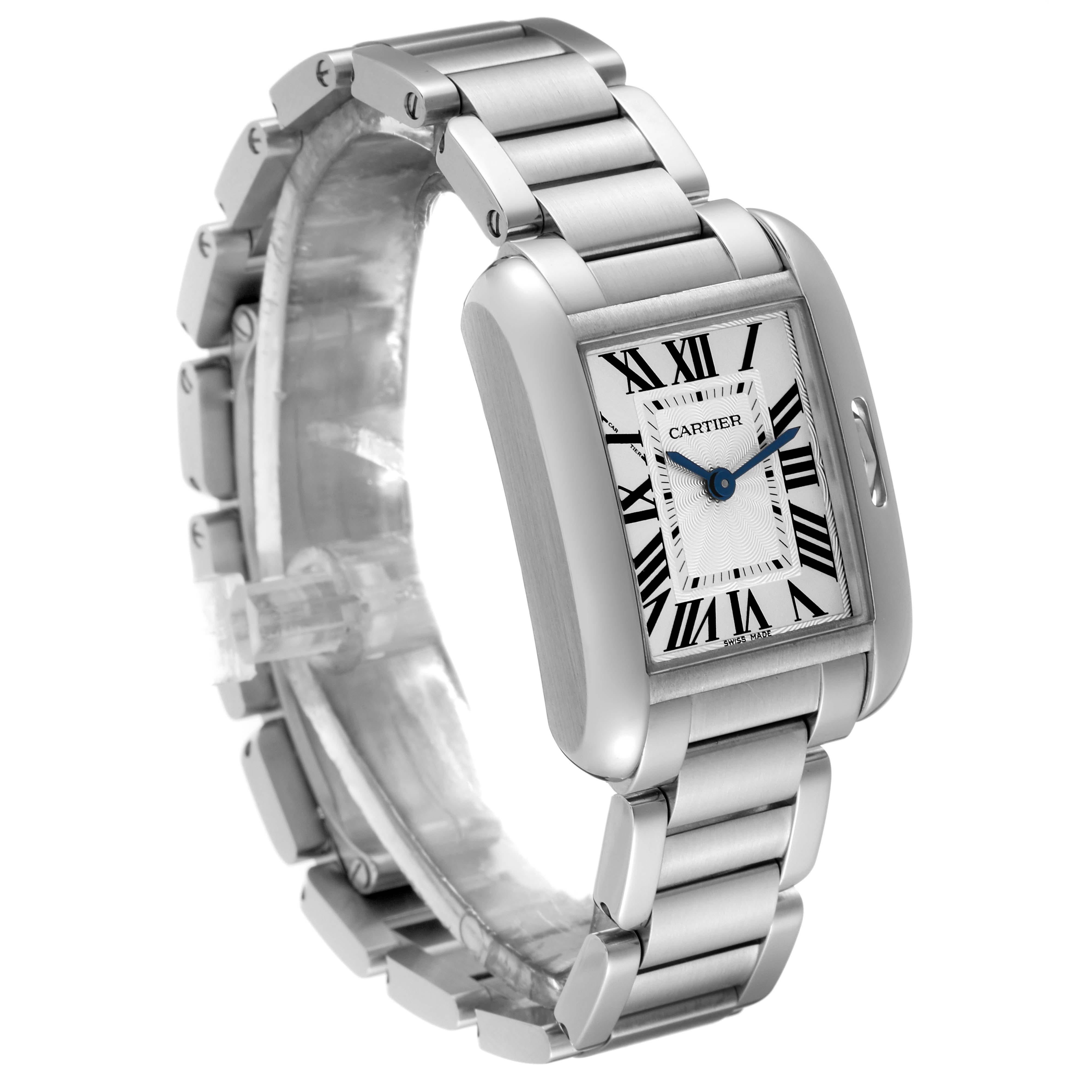 Cartier Tank Anglaise Small Silver Dial Steel Ladies Watch W5310022 For Sale 1