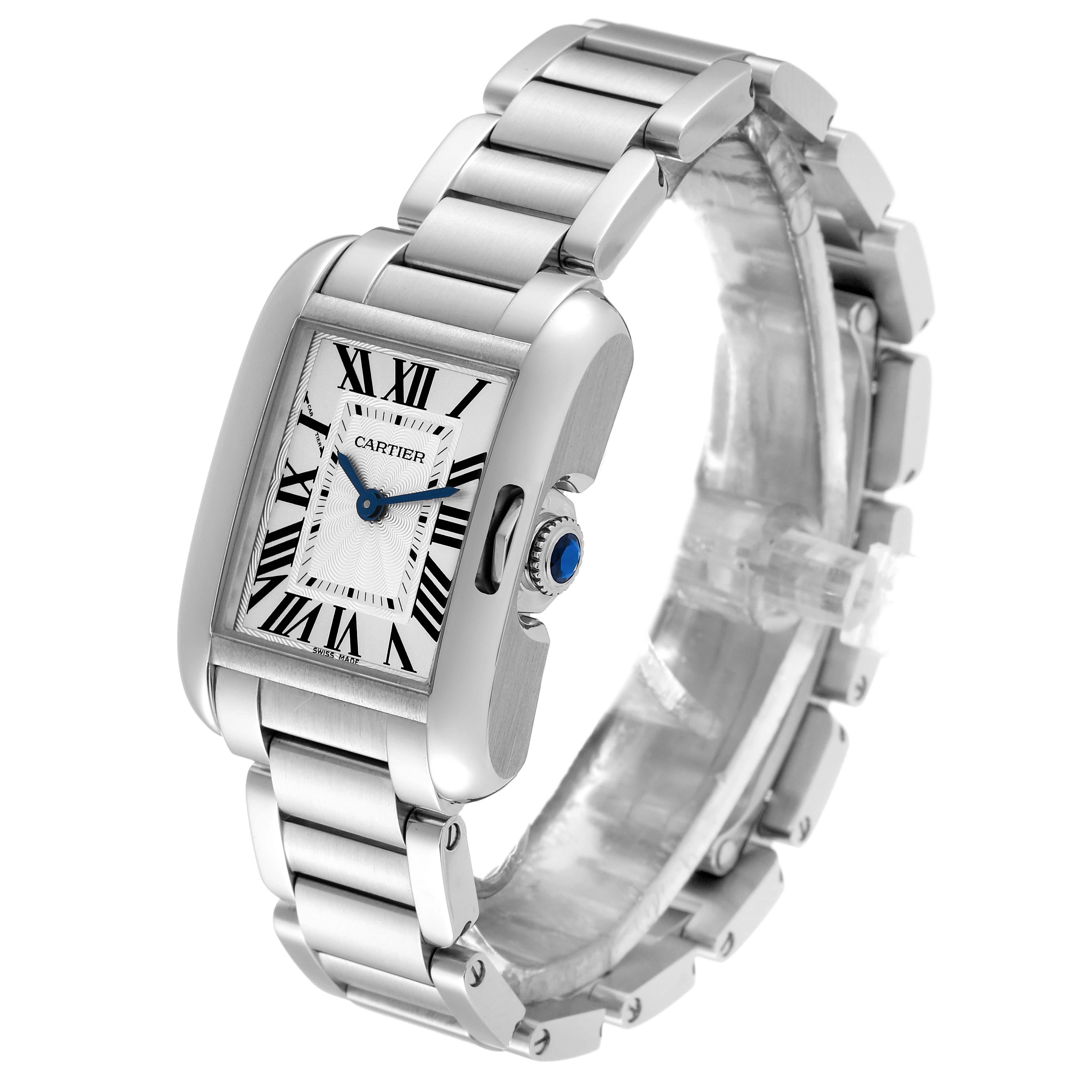 Cartier Tank Anglaise Small Silver Dial Steel Ladies Watch W5310022 For Sale 2