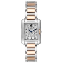 Cartier Tank Anglaise Small Steel 18 Karat Rose Gold Diamond Watch WT100024