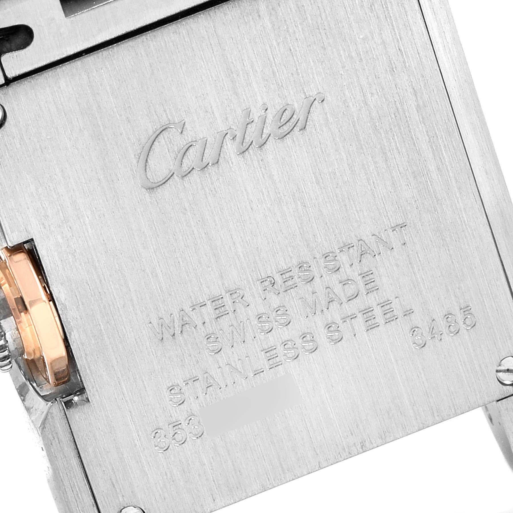 Cartier Tank Anglaise Small Steel 18 Karat Rose Gold Diamond Watch WT100024 For Sale 2