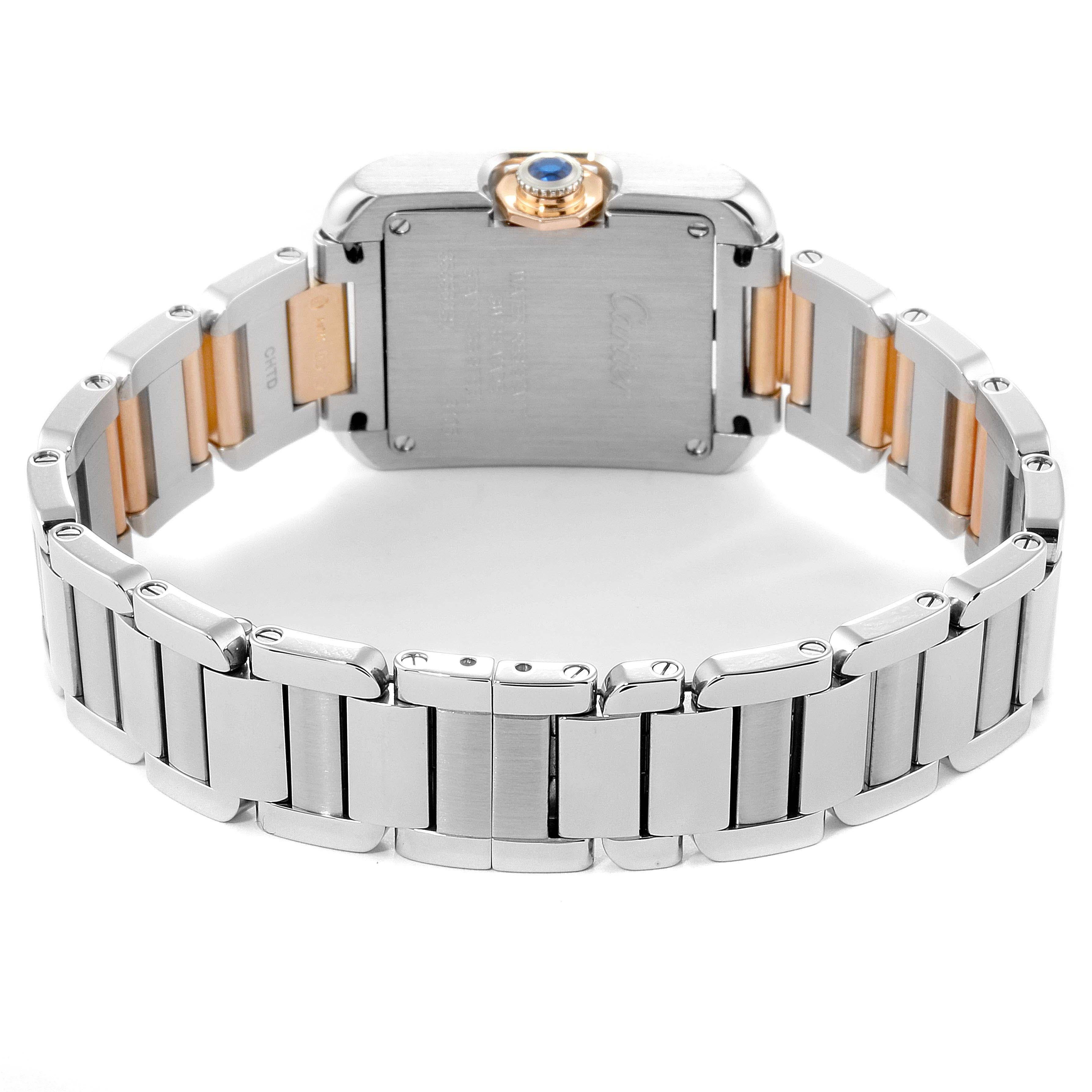 Cartier Tank Anglaise Small Steel 18 Karat Rose Gold Diamond Watch WT100024 For Sale 3