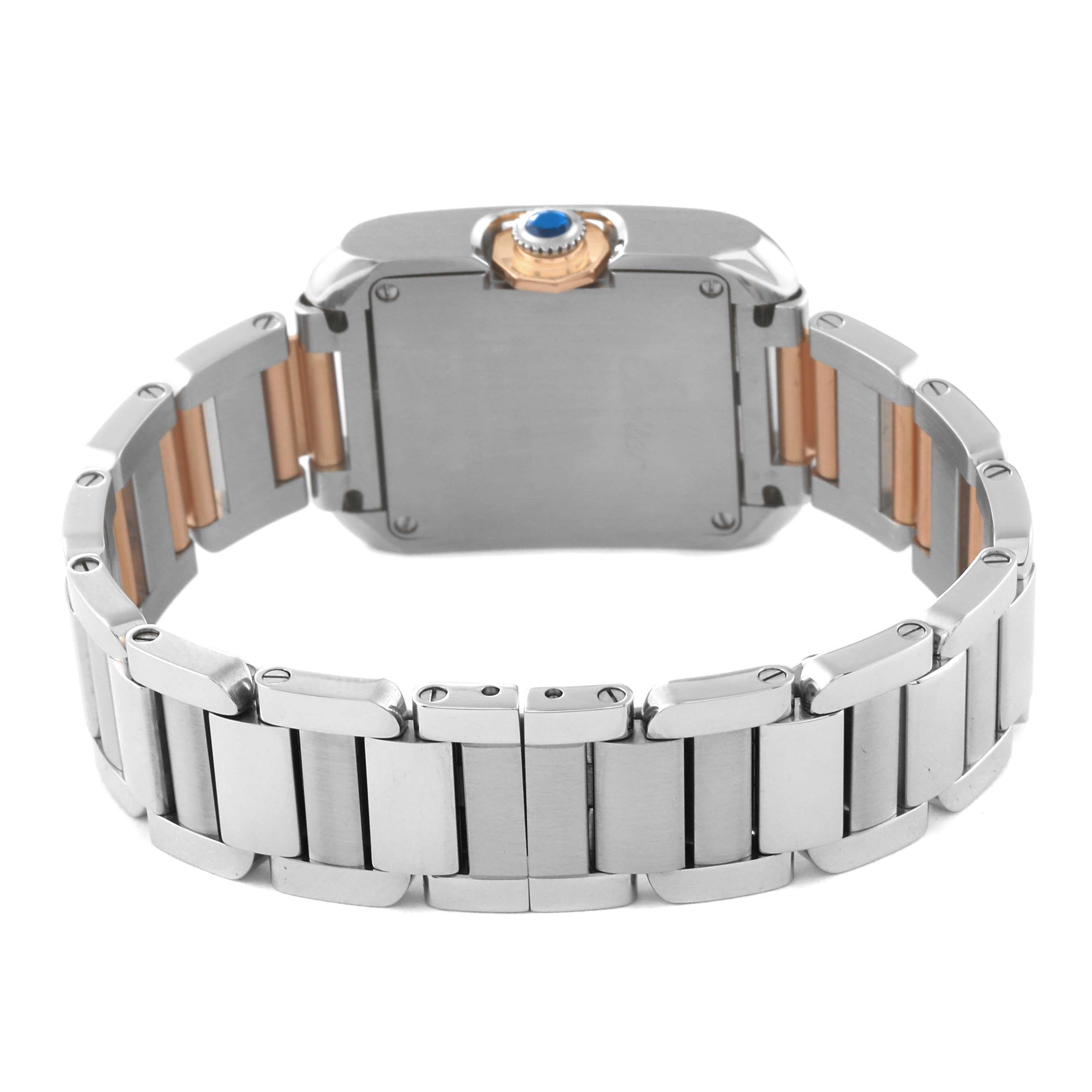Cartier, petite montre Tank Anglaise en acier avec cadran en or rose et diamants, pour femmes WT100024 Pour femmes en vente