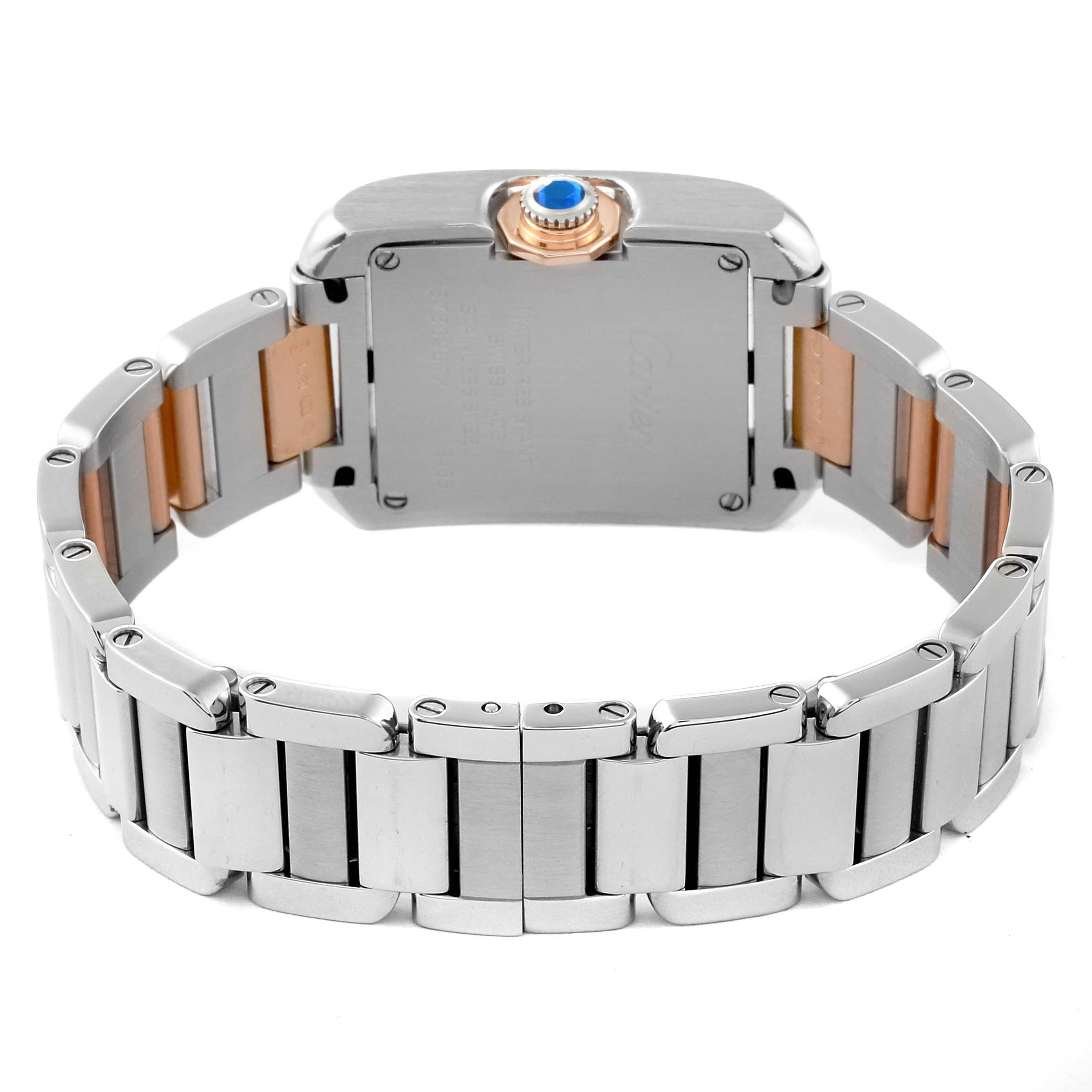 Cartier, petite montre Tank Anglaise en acier avec cadran en or rose et diamants, pour femmes WT100024 en vente 3