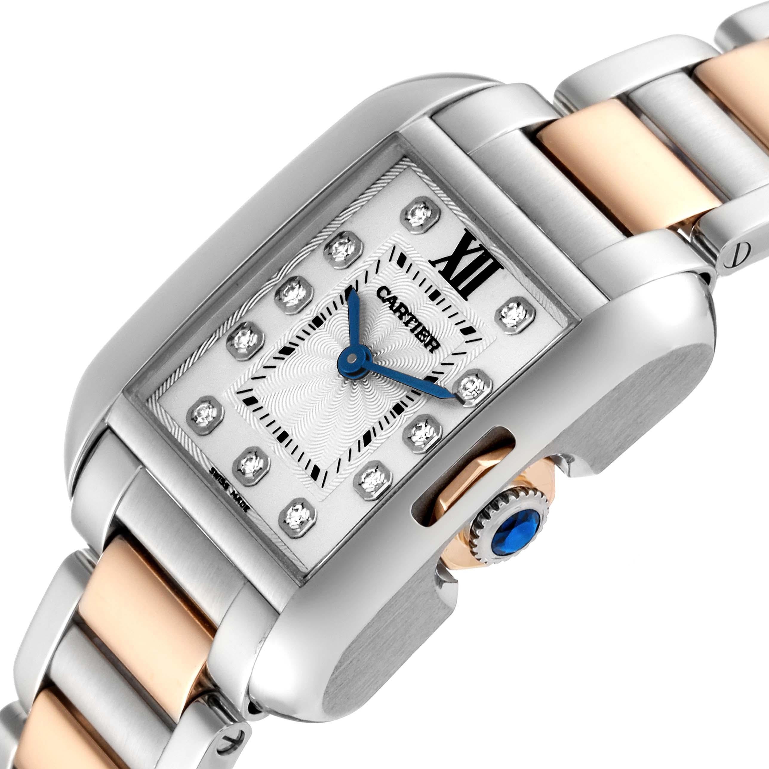 Cartier, petite montre Tank Anglaise en acier, or rose et diamants, pour femmes WT100024 Pour femmes en vente