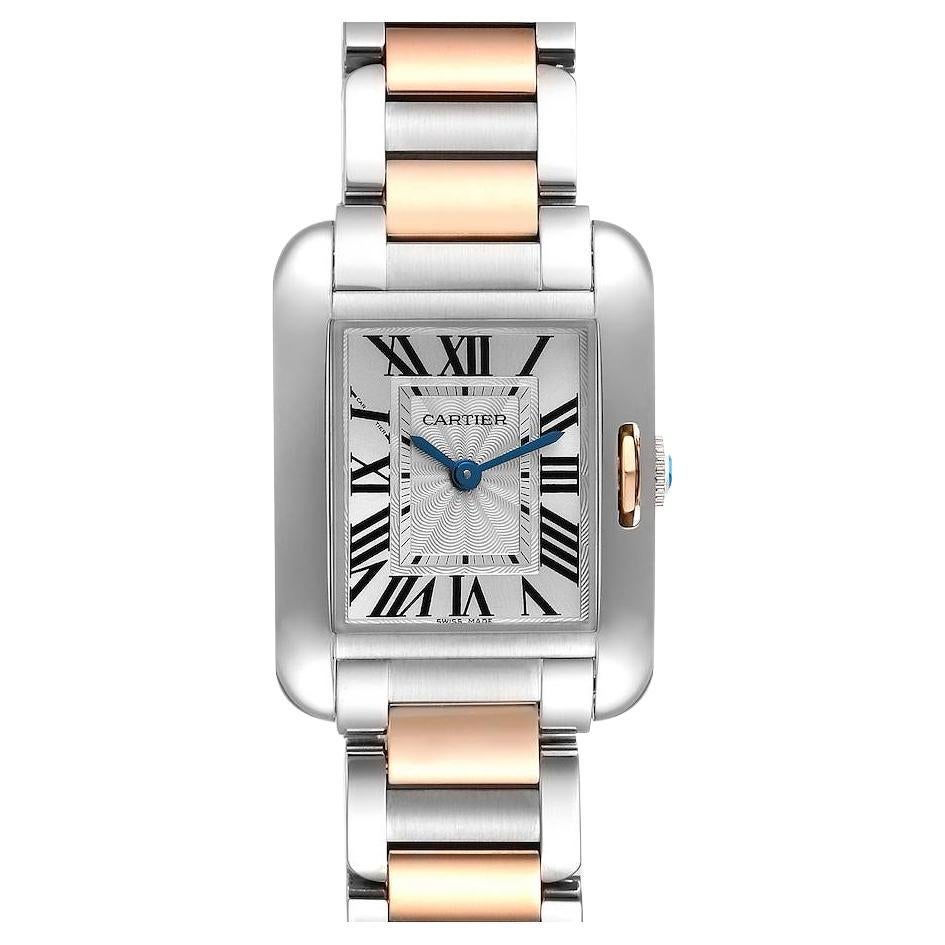Cartier Tank Anglaise Small Steel Rose Gold Ladies Watch W5310019 Box Papers For Sale
