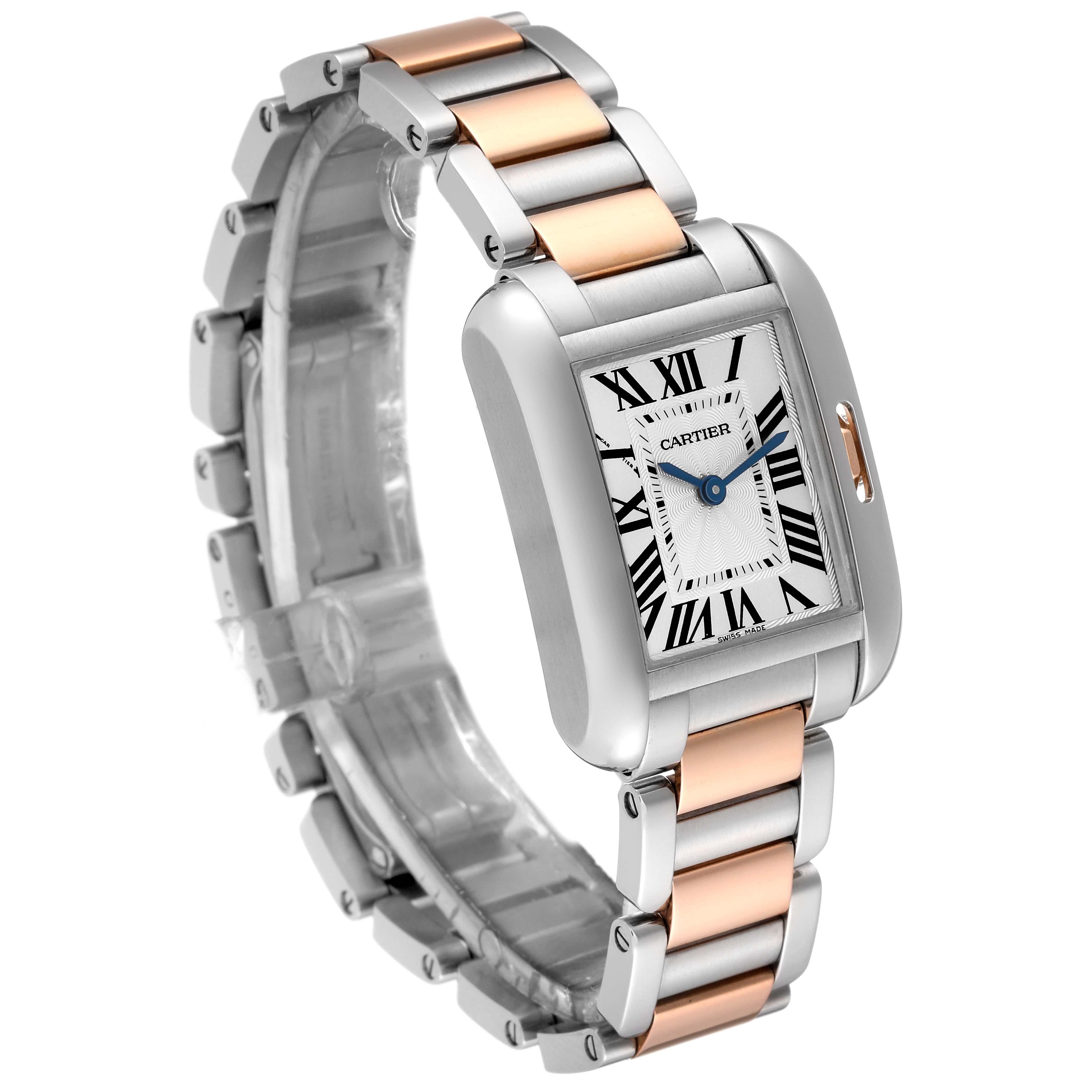 Cartier Tank Anglaise Small Steel Rose Gold Ladies Watch W5310019 Papers In Excellent Condition In Atlanta, GA