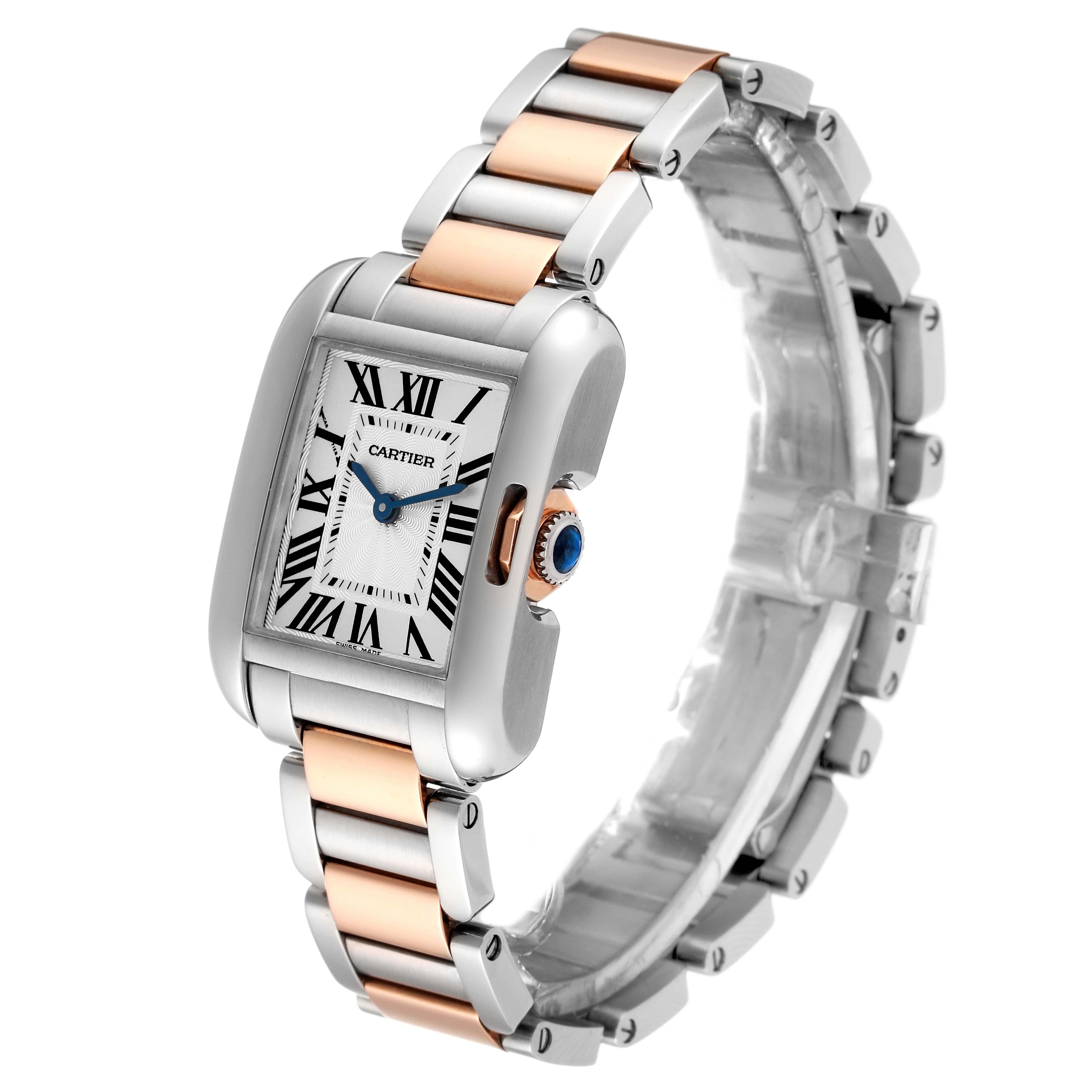 Women's Cartier Tank Anglaise Small Steel Rose Gold Ladies Watch W5310019 Papers