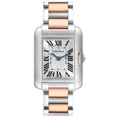 Cartier, petite montre Tank Anglaise en acier et or rose pour femmes W5310019, avec papiers
