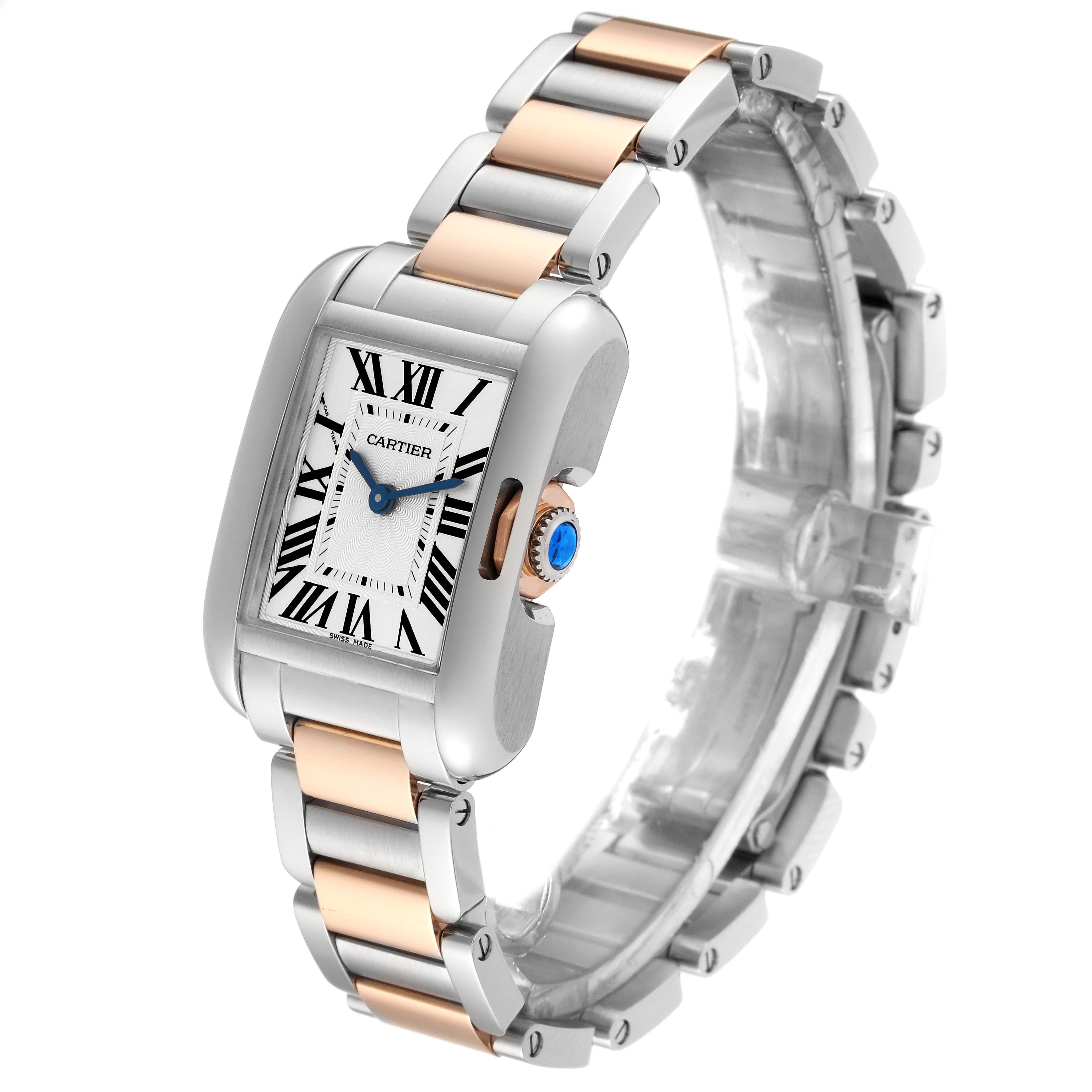 Women's Cartier Tank Anglaise Small Steel Rose Gold Ladies Watch W5310036 Box Papers For Sale