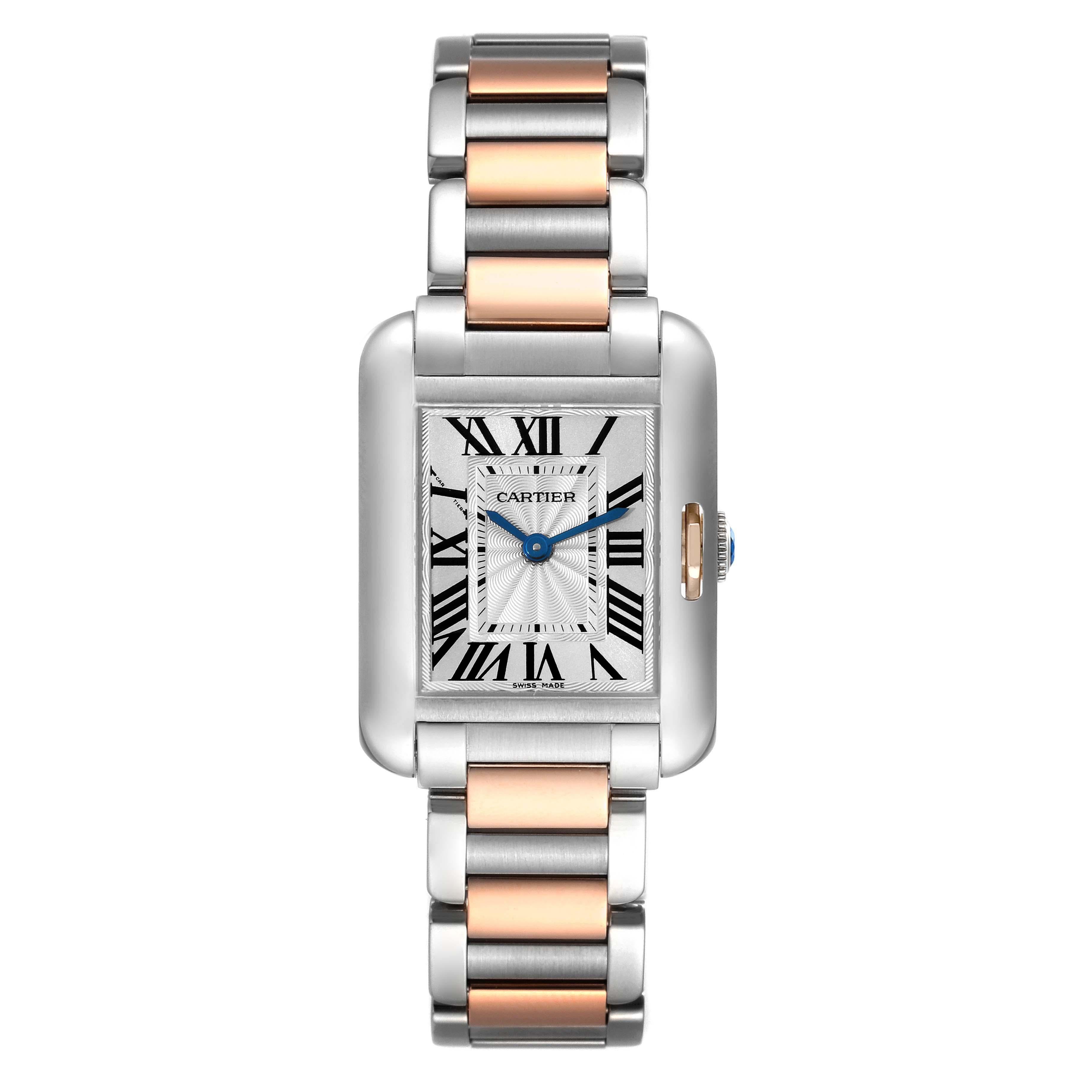 Cartier Tank Anglaise Small Steel Rose Gold Ladies Watch W5310036 Box Papers For Sale 3