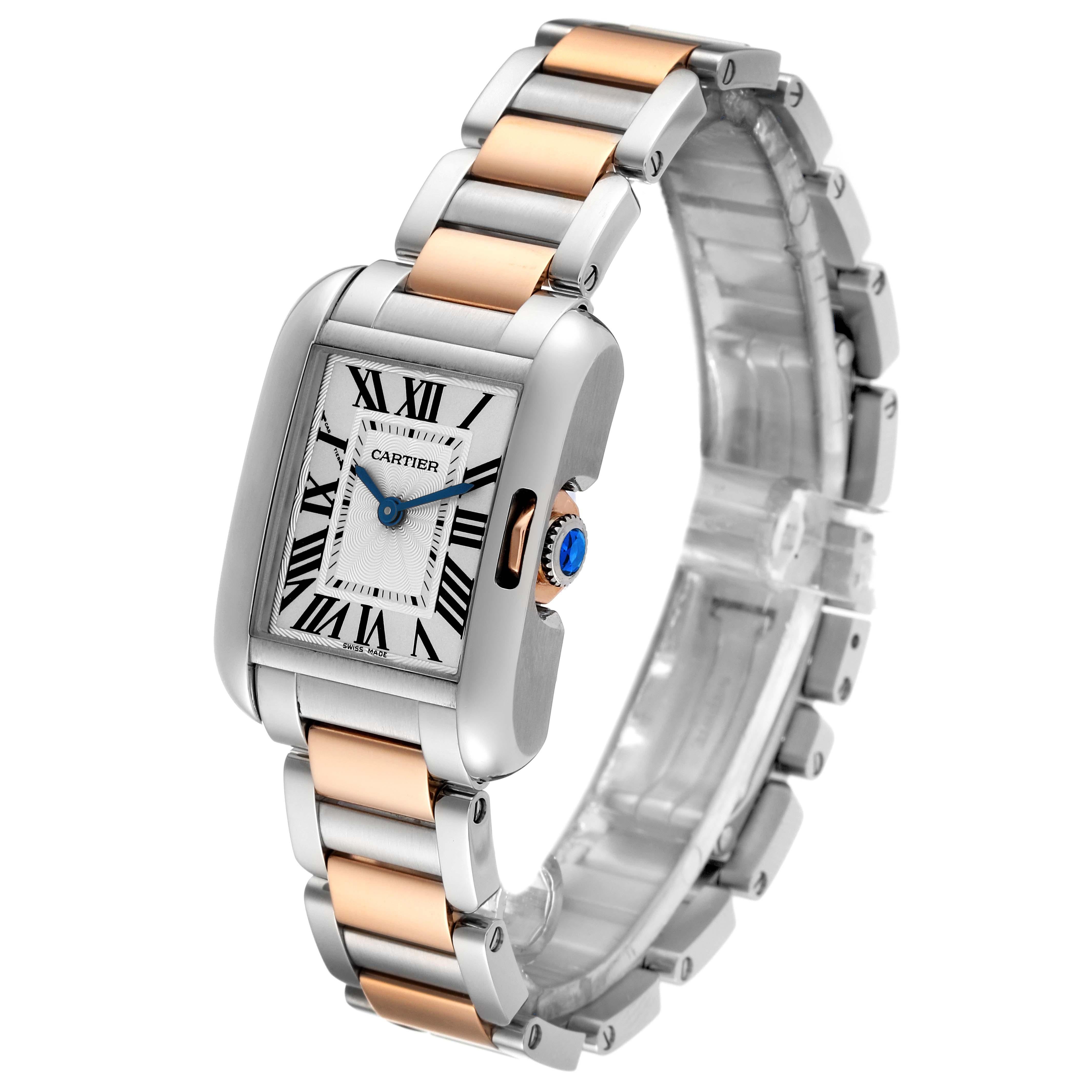 Cartier Tank Anglaise Small Steel Rose Gold Ladies Watch W5310036 Box Papers For Sale 5