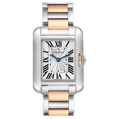 Cartier Tank Anglaise Small Steel Rose Gold Ladies Watch W5310036 Box Papers